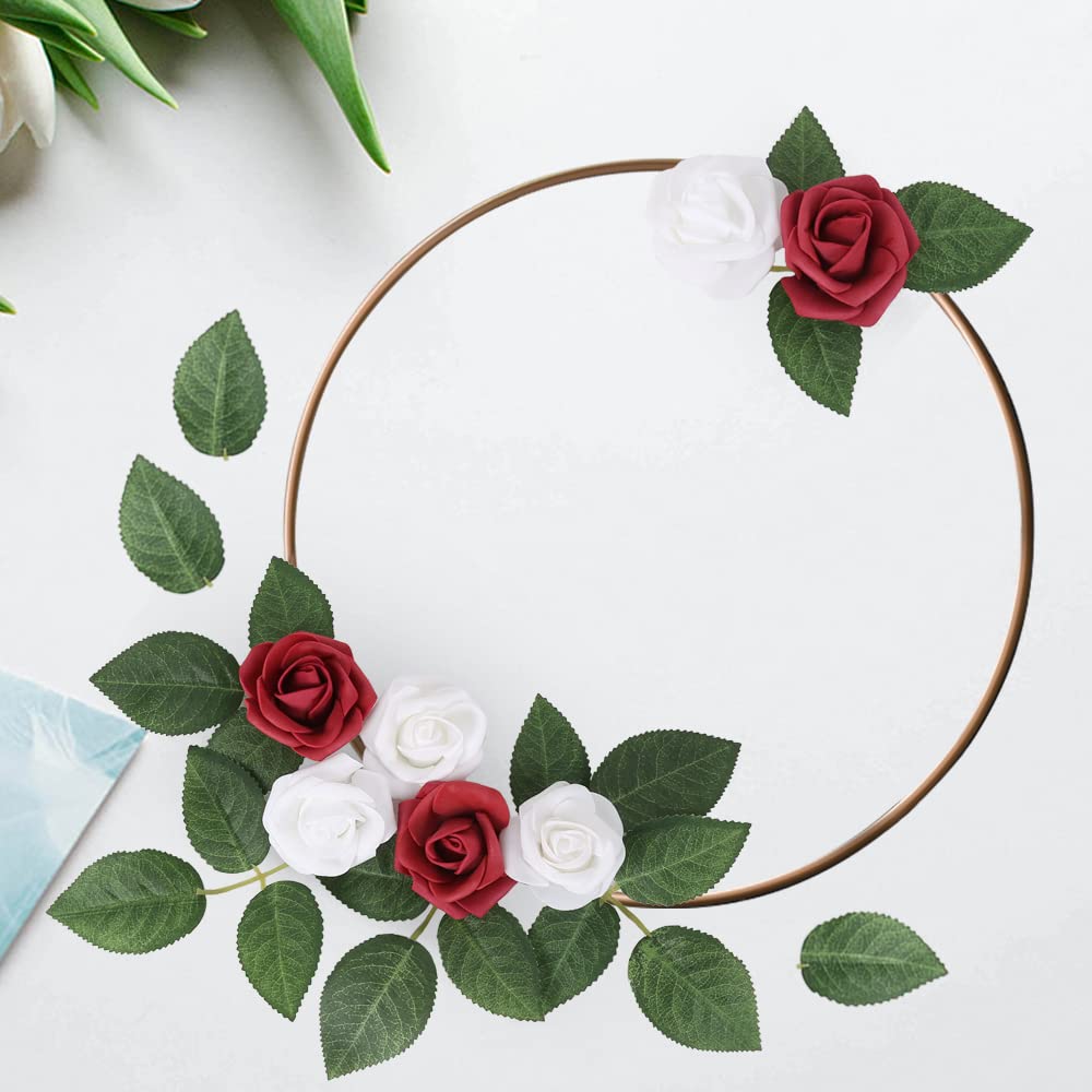 Künstliche Blätter für Rosen, Dekorationen, 200 Stück grüne Rosenblätter mit Stielen für DIY Hochzeitssträuße Tafelaufsätze, Party-Dekorationen, Rosenrankenkranz, Girlanden, Zubehör