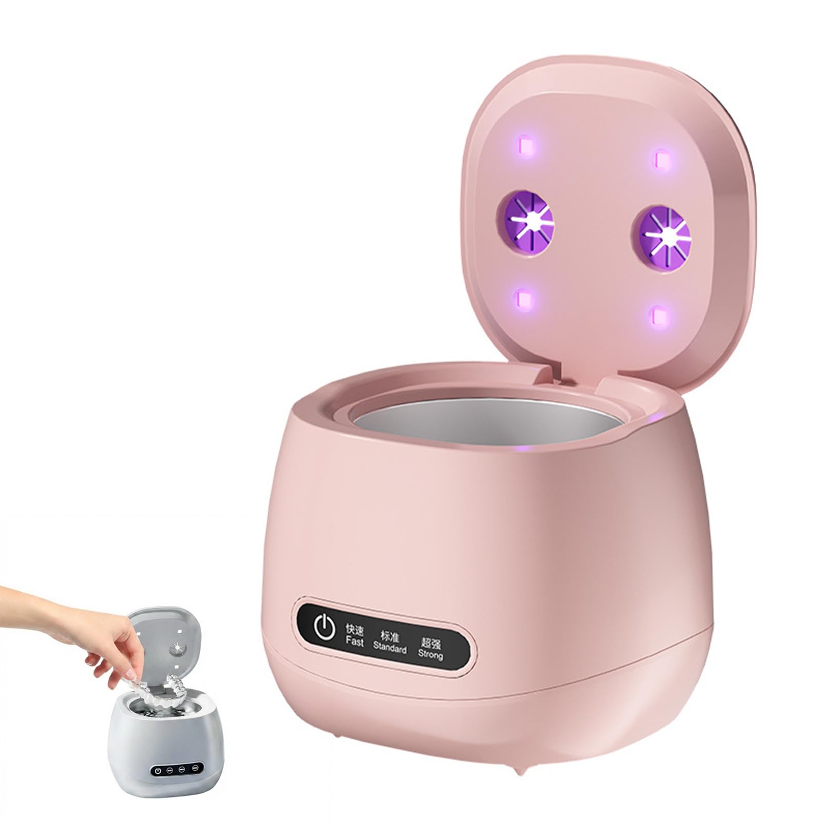 Cleon - Pulitore ad Ultrasuoni per Mascherine Dentali, 45000Hz con 3 modalità, Vasca in Acciaio Inossidabile, Pulizia Rapida in 5 Minuti