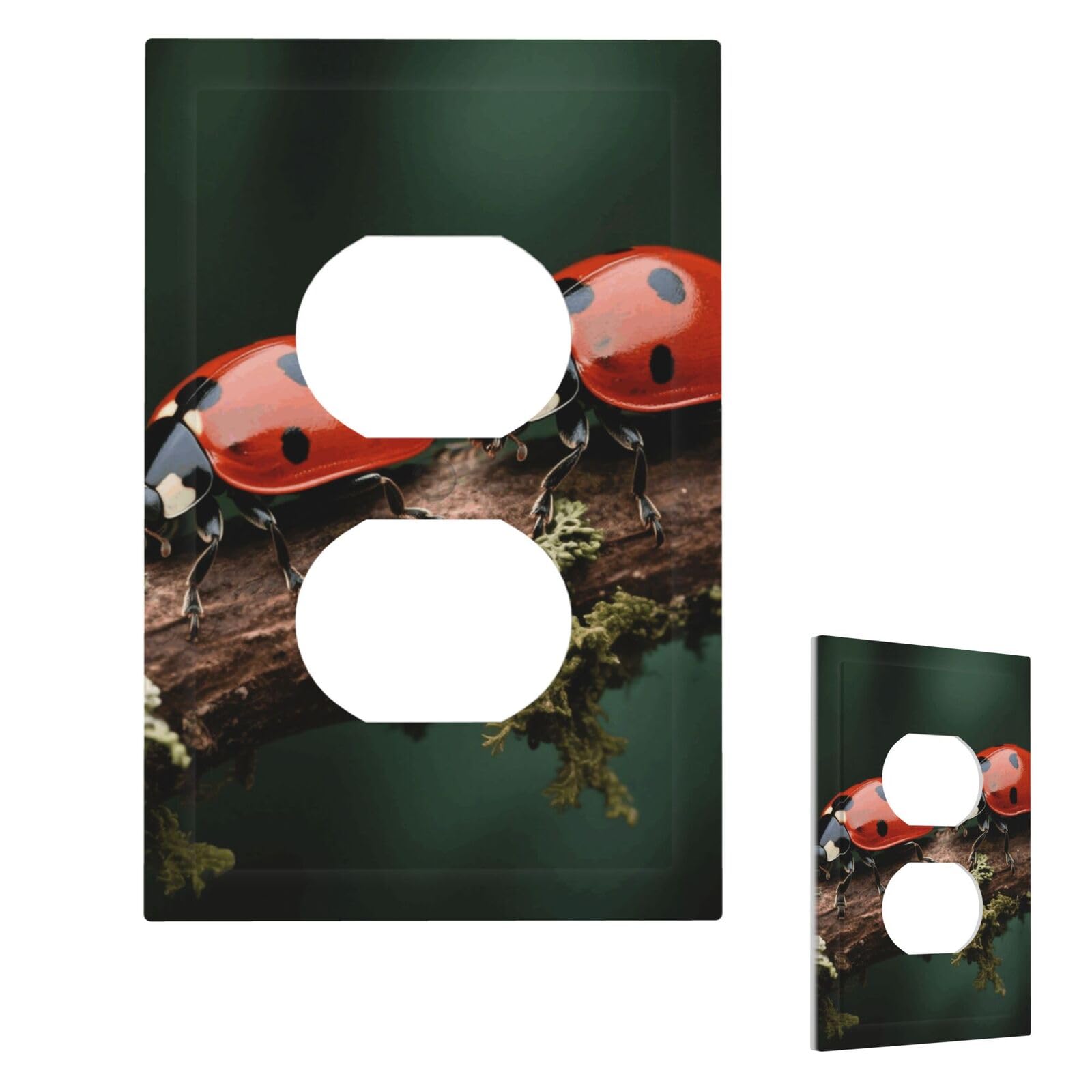 Fekiloot Duplex Ladybug Wall Plate Cover Modern Decorative 1 Gang Light Switch Cover Unbreakable Receptacle Outlet Covers For Living Room Bedroom Home Decor