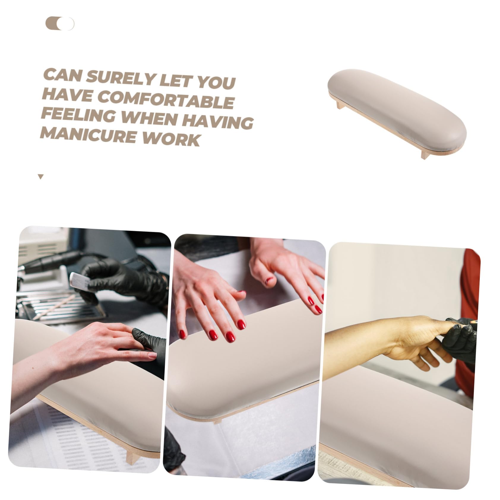 Cuscino per Lavoro Scamosciata Pelle Legno Poggiamani Manicure in per e Comodo Khaki Superficie Liscia, Supporto di Nail Art in Salone Unghie