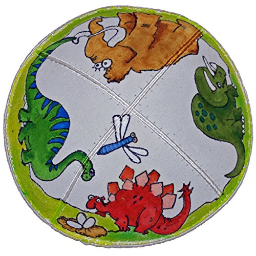 Hand-painted Kippah (Yarmulke) with Dinosaurs 1