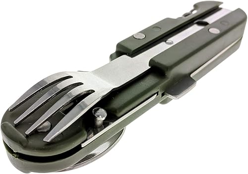 ASR Outdoor Cuchillo de bolsillo multifunción Tenedor Cuchara Cena Camping Utensilio Set