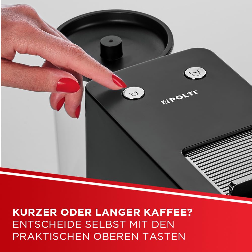 POLTI Coffea S15B – Espresso Maschine, kompatibel mit E.S.E. Pads 44 mm, 0,85 L Wassertank, 19 Bar Pumpendruck, Schwarz