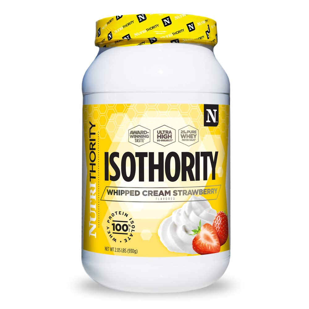 NutrithorityISOTHORITY- 100% Pure Whey Protein Isolate for Maximum Post Workout Recovery (Whipped Cream Strawberry)