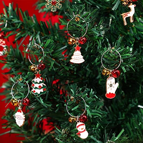 SANNIX 24pcs Christmas Wine Glass Charms - Identification Markers for Stem Glasses, Wine Tasting Party Favors & Holiday Decorations