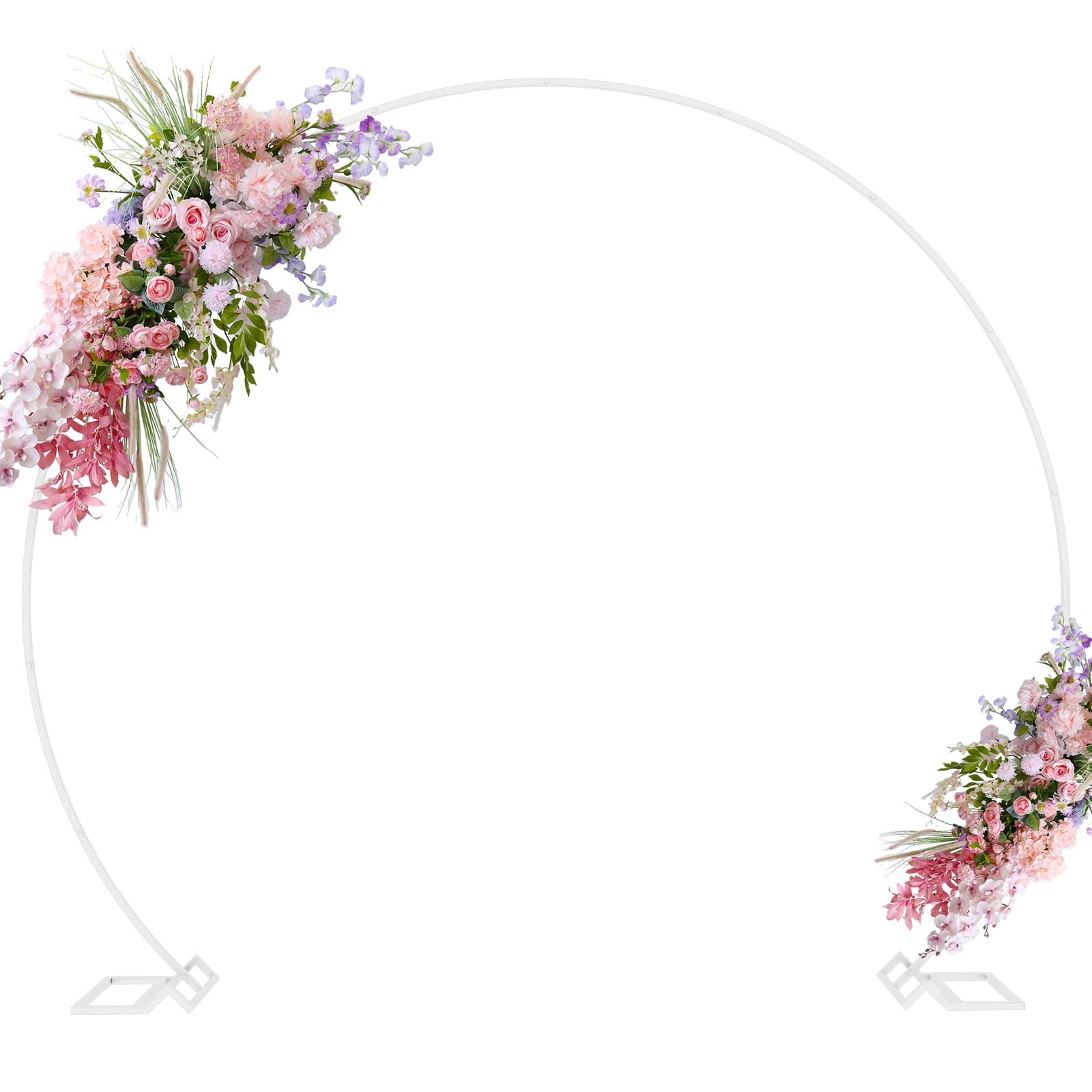 Putros Round Backdrop Stand 8ft, Round Balloon Arch Stand White Circle Arch