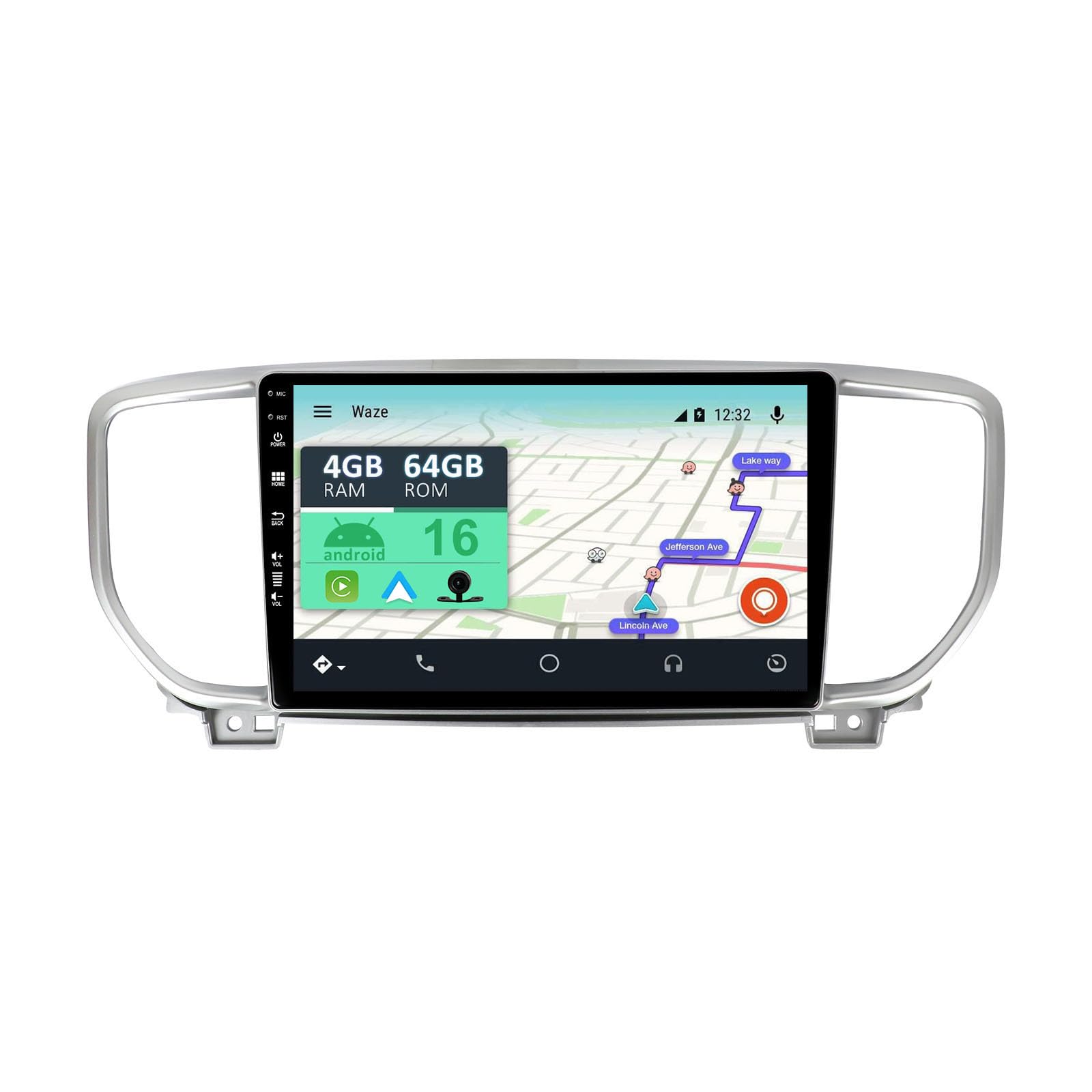 Android 14 2 Din Radio Nawigacja dla KIA KX5 / Sportage 4 2016-2019: [Zintegrowany CarPlay/Android Auto/GPS] -IPS 2.5D 9-calowy ekran dotykowy-DAB/Bluetooth 5.0/Sterowanie kierownicą/Mirror-Link