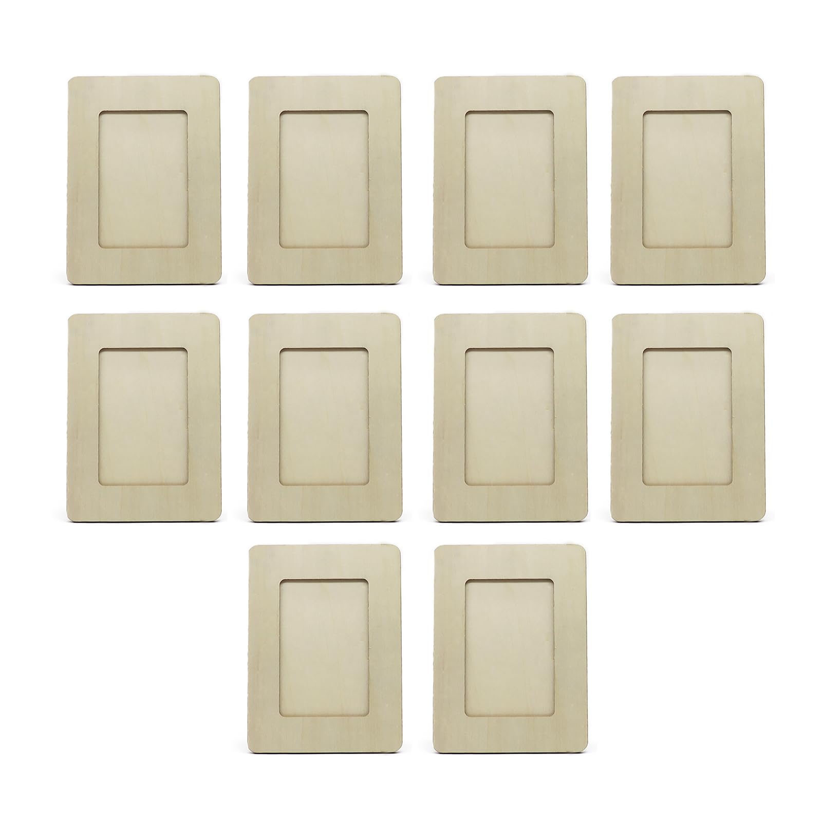 Jazuaiao 10Pcs Craft Ready Unfinished Wood Photo Frame Picture Frame for Display Art Display