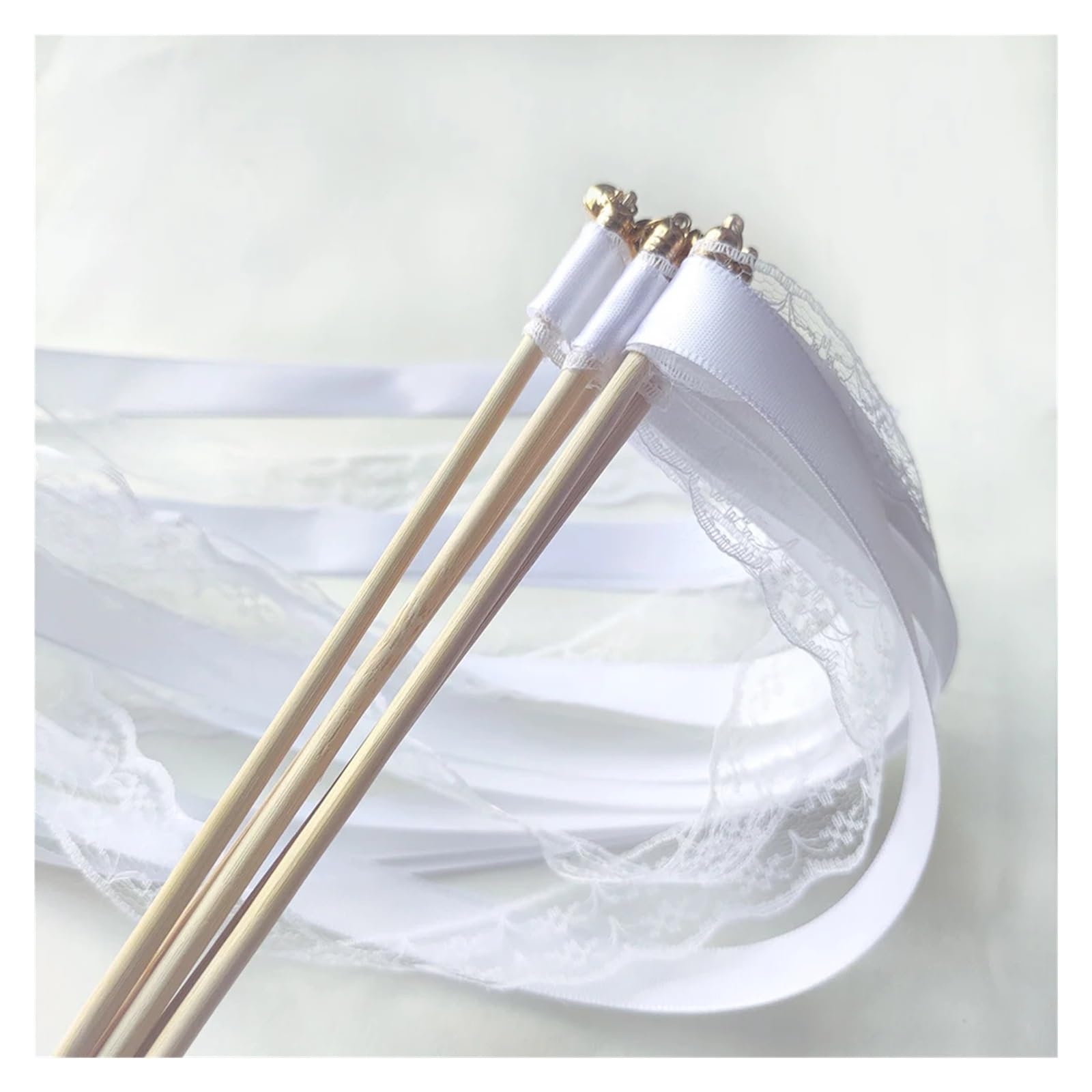 wstążka, Różdżki wstążkowe do rękodzieła ślubnego, białe, opakowanie 20 lub 50 szt(50pcs)
