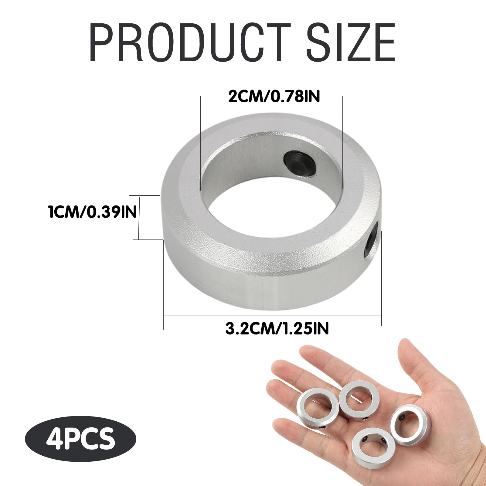 4 Pezzi Anello di Arresto, Larghezza 20 mm, Anello di Bloccaggio per Albero, Fine Corsa per Ruota, Carriola, Trasmissione, Utensili CNC (Albero 20 mm Foro 32 mm Ø Est 10 mm)