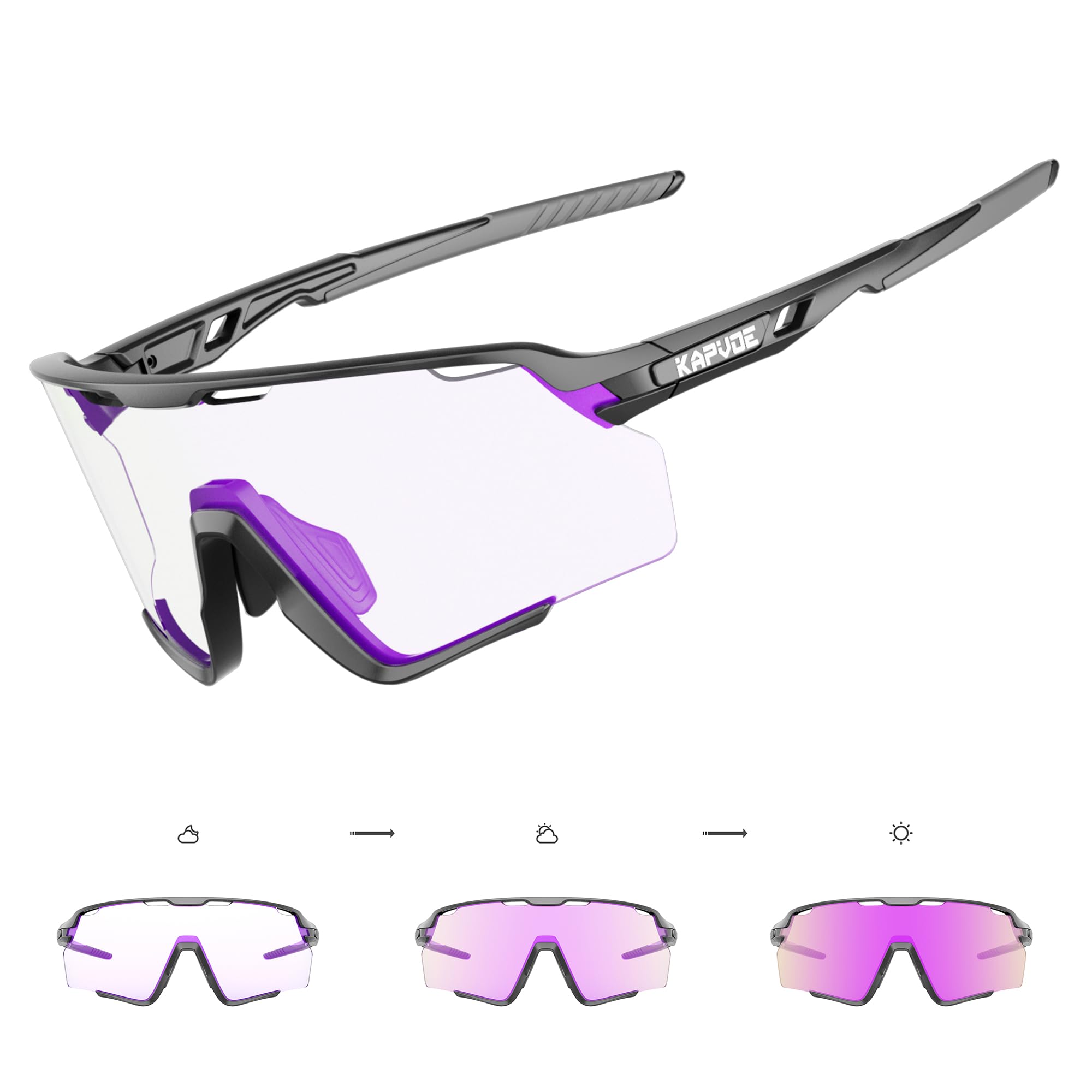 KAPVOE Selbsttönend Fahrradbrille Photochromatische Radbrill