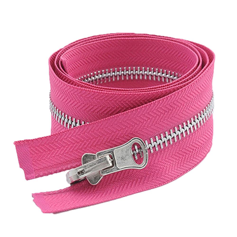 Separating Metal Zipper,Open-end Double-Sided Zippers,Coat Jacket Clothing Sewing Accessories, Hot Pink, 85 cm