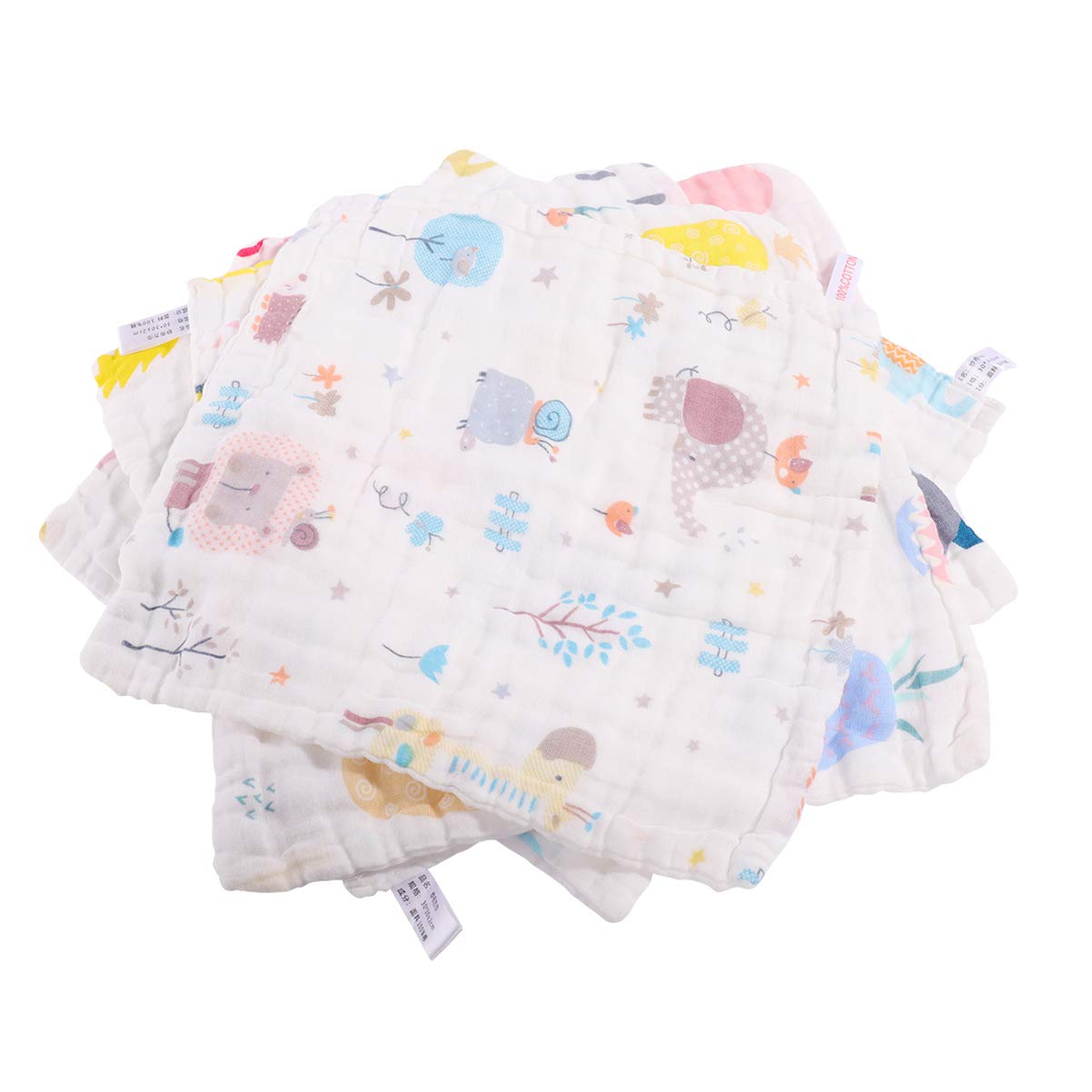 NUOBESTY 5pcs Absorbent Cotton Towel Soft Muslin Cloths for Boy Girl Facecloth Nursing Towel for Newborn Style
