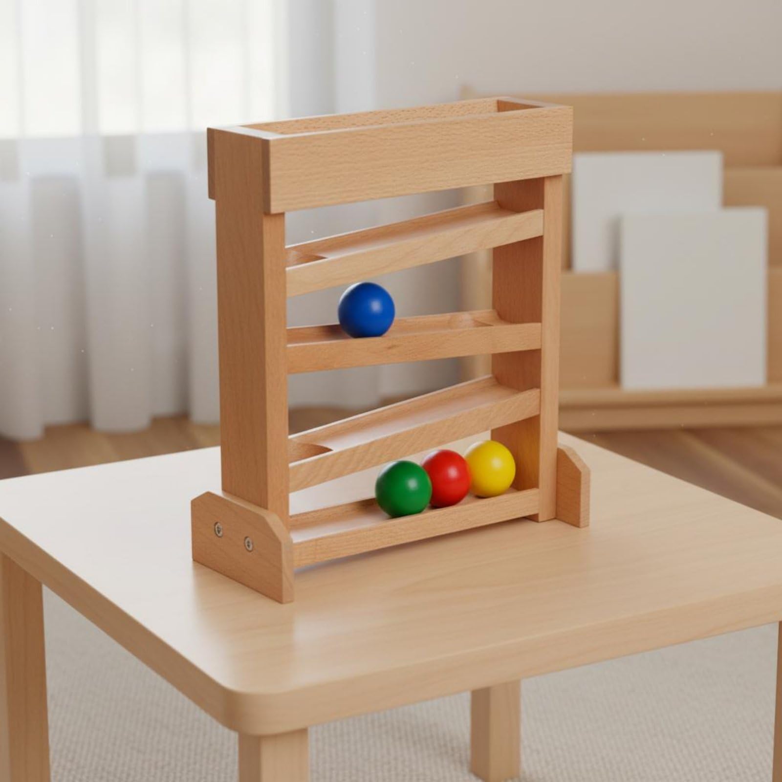 Kinder Visual Holzspielzeug Kugelbahn Laufbahn Lernspielzeug Wahrnehmungsförderung Beobachtungshilfsmittel für Kleine Kinder Spielraum