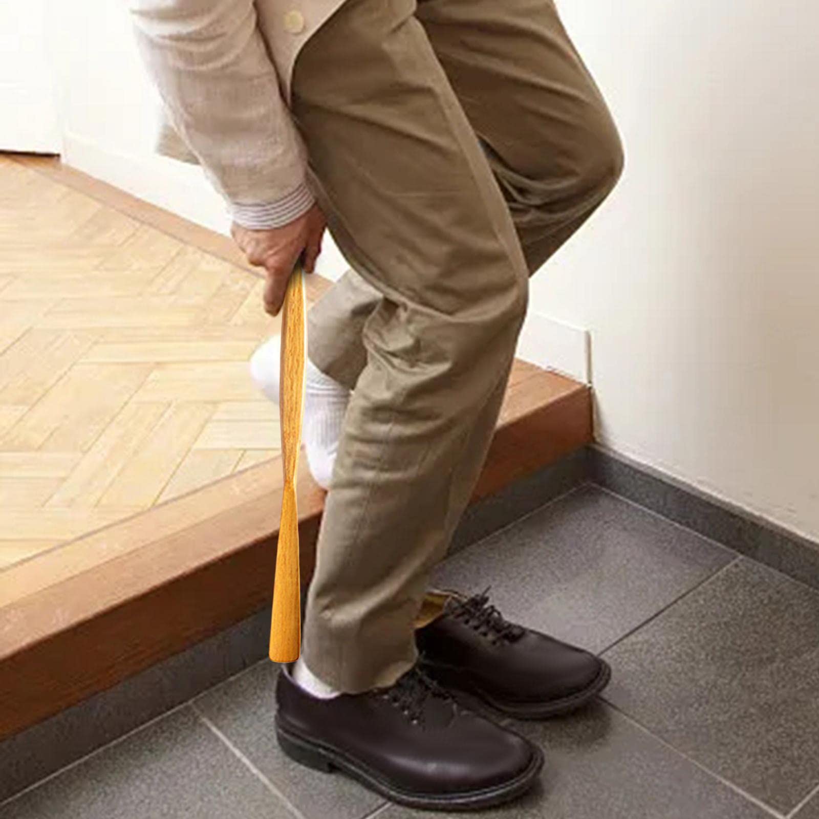 Calzador de Madera, Calzador de Viaje, Accesorios para Calzado, Calzador de Mango Largo para Botas de Trabajo Y Botas de Senderismo.