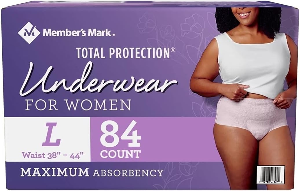 Member’s Mark Total Protection Incontinence Underwear for Women Large 84ct