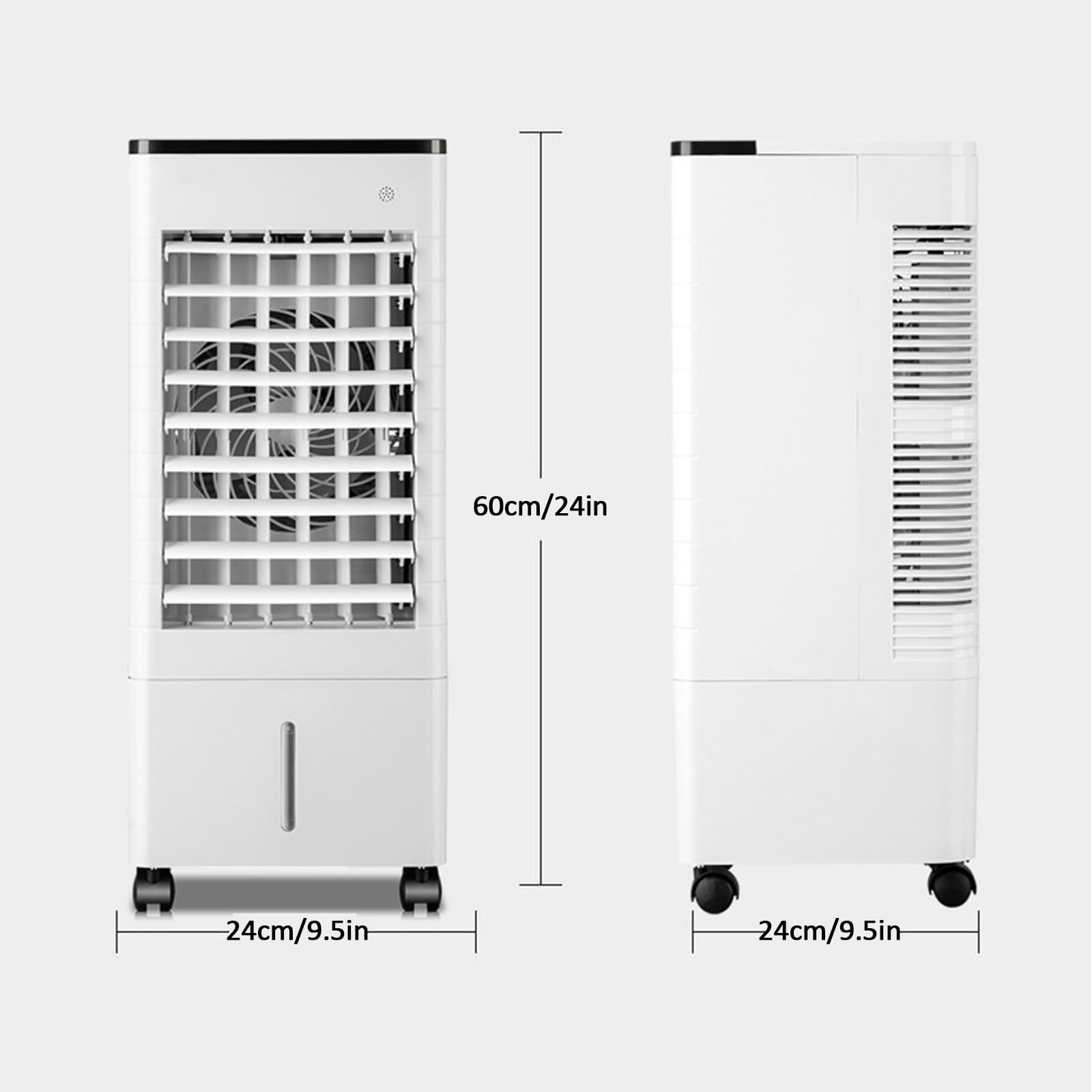 Genérico Enfriador de Aire evaporativo portátil con 3 velocidades, 2 Compartimentos para Hielo, depósito de 35 litros, 4 Ruedas y Potente Motor para refrigeración Exterior (150 W).