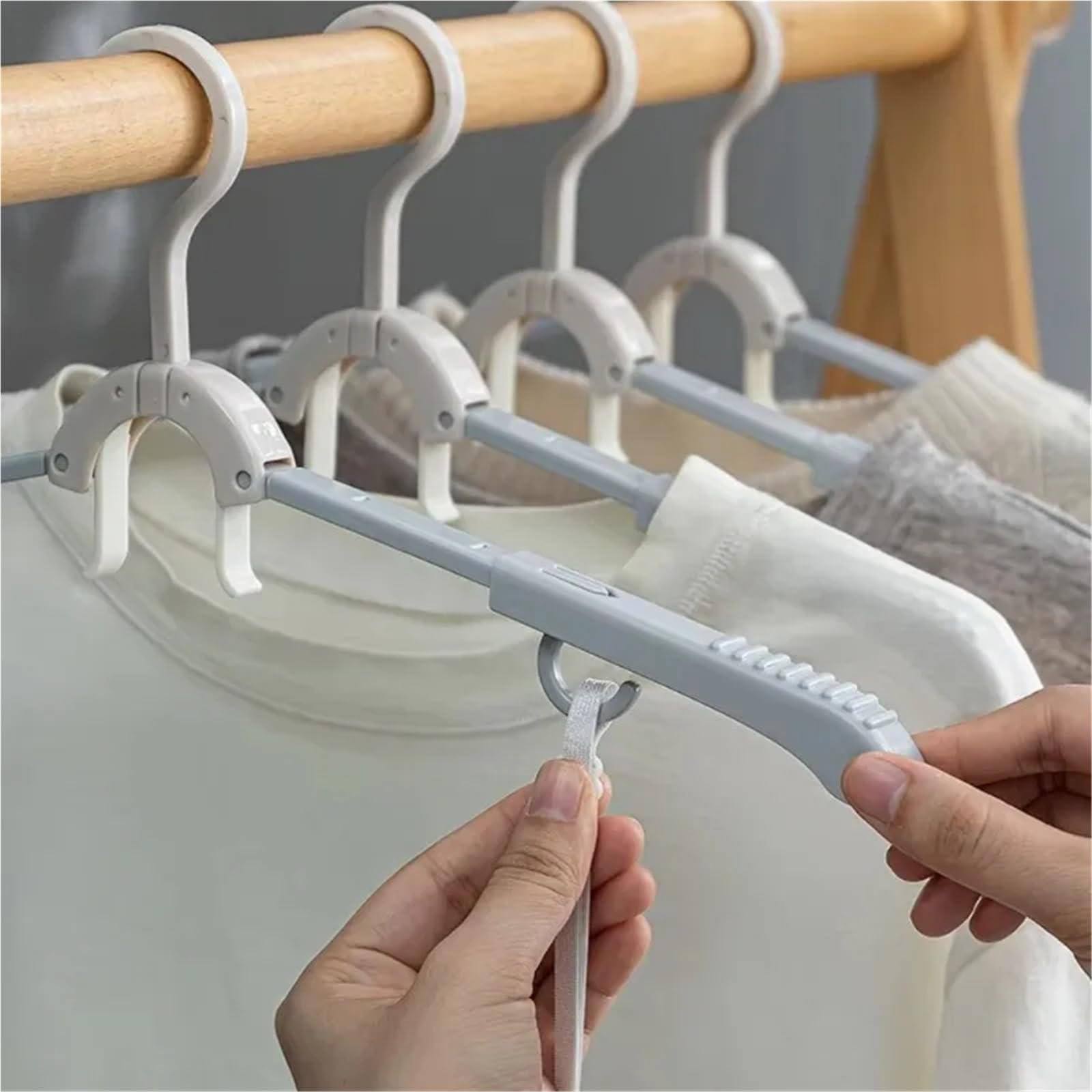 KleiderbüGel Platzsparend Multifunktions-Reise-Kleiderbügel, zusammenklappbarer Kleiderständer, tragbarer Wäschetrockner for Geschäftsreisen und den Heimgebrauch(Grey-White-10PCS)