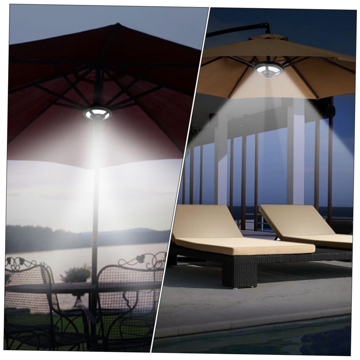 KOMBIUDA Lampe Parasol LED Multifonctionnelle pour Camping Extérieure Éclairage Portable Lampe Tente Légère Veilleuse Urgence sans Piles Éclairage Blanc Froid pour Activités Nocturnes