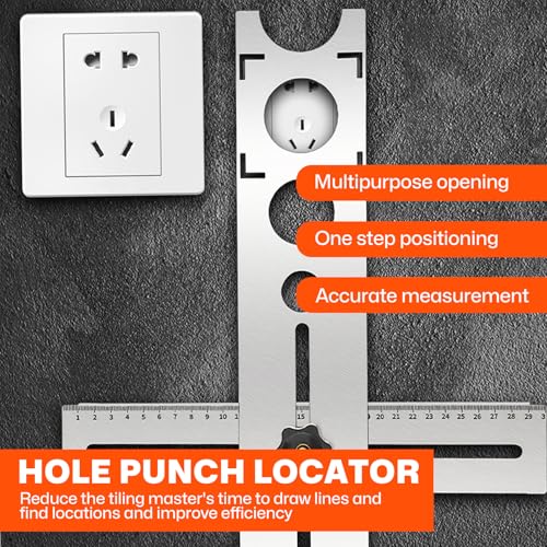 Fliesen Winkel Messlineal, 40 cm Fliesen Lochsucher Messlineal Edelstahl Einstellbar Locator Lineal für Tischler Fliesenleger