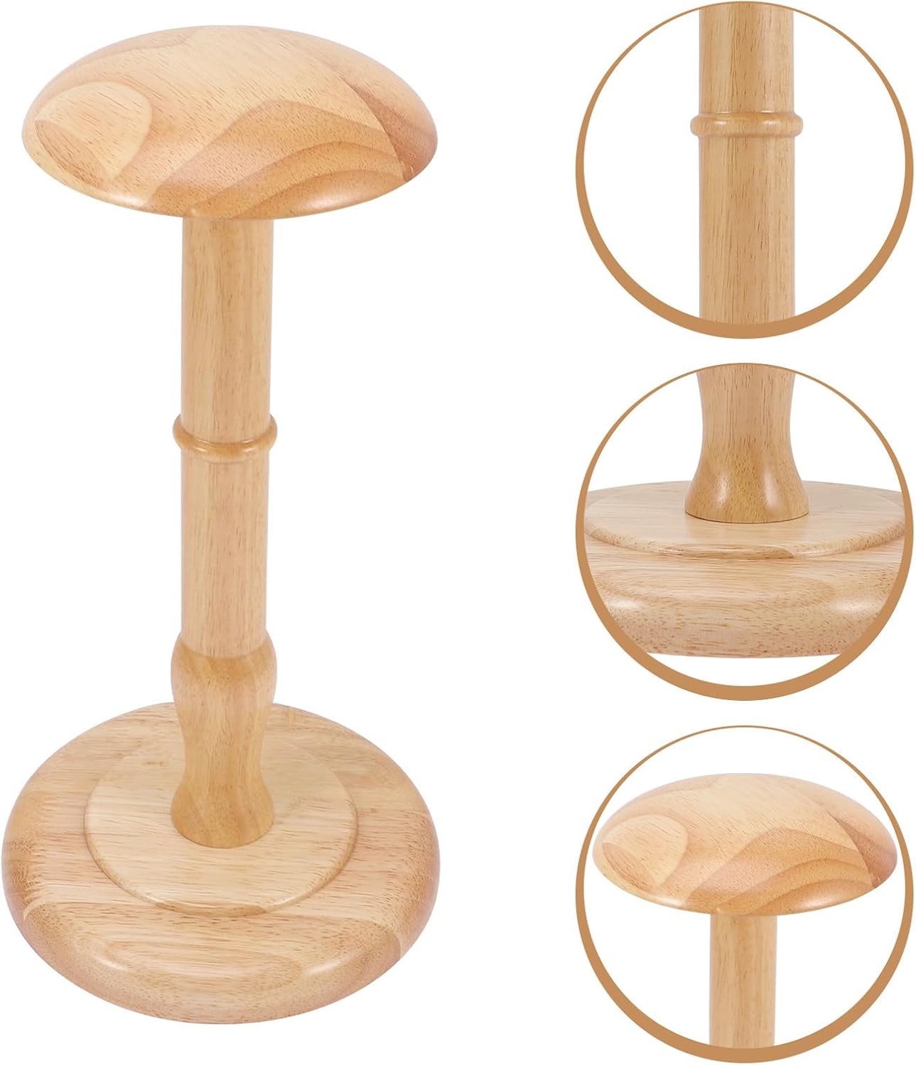 Homoyoyo Wooden Dome Shaped Wig Display Holder and Hat Rack Stand Large Desktop Hat Storage Organizer for Home Closet Display