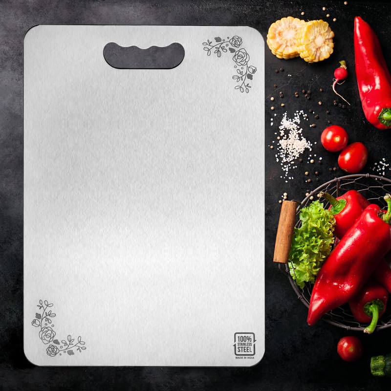 Image of Stainless Steel Chopping Board for Kitchen,Fruit and Vegetable Cutting & Chopping Board (Meduim Size)