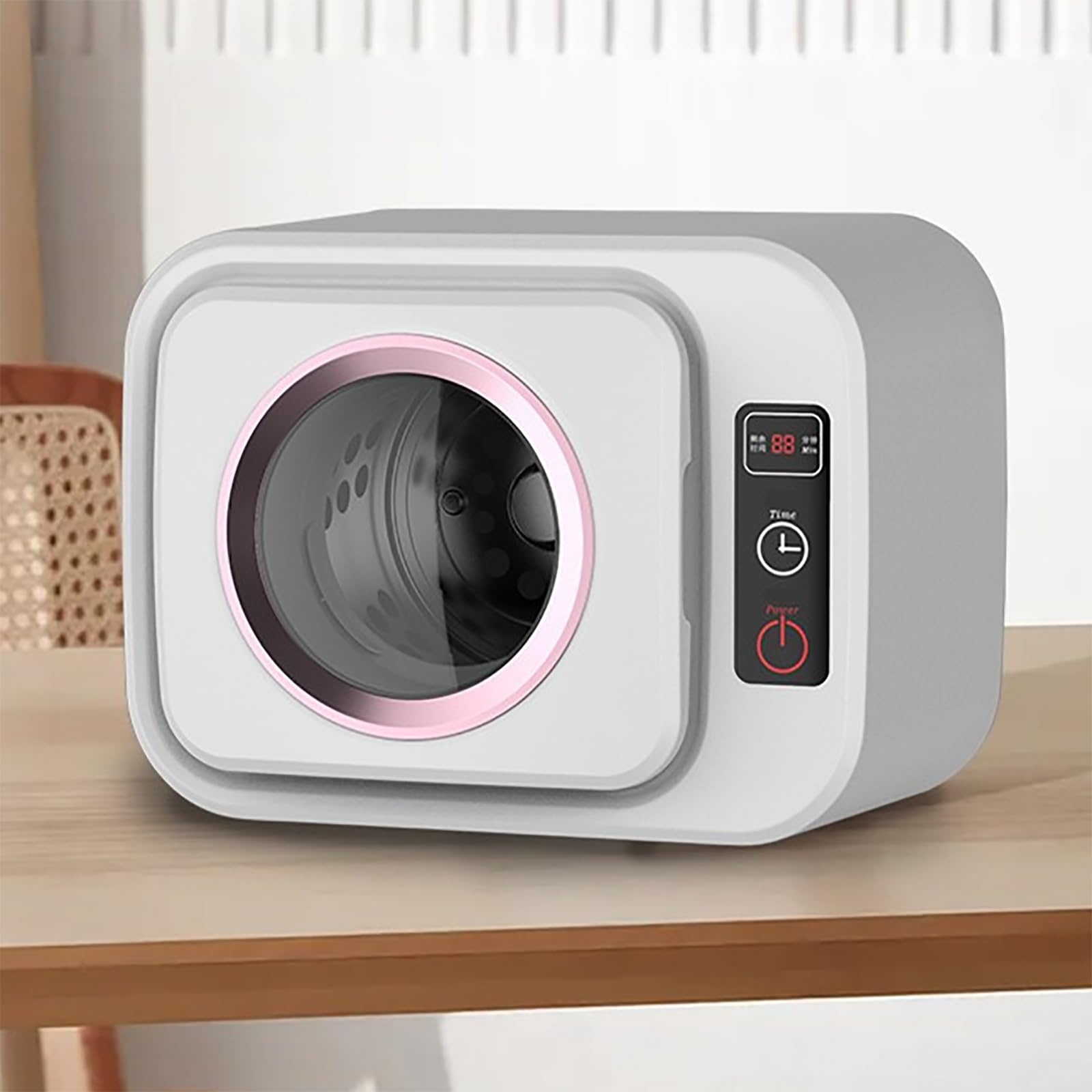 Secadora De Ropa Pequeña De 300 W, Mini Secadora Compacta, con Temporizador Incorporado, Capacidad De Carga De 1 Kg/Ruido De Trabajo ≤40 DB/Aire Caliente De 65 ℃, para Apartamentos
