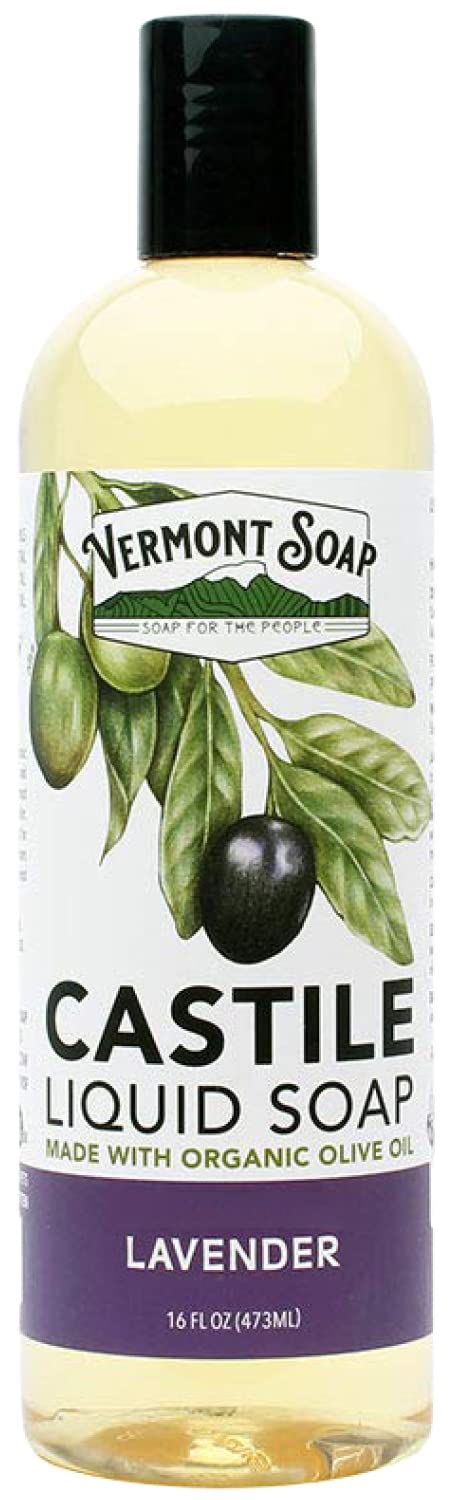 Vermont Castile Soap Lavender, Gentle Liquid Soap for Sensitive Skin & Natural Body Wash, Organic Hair Shampoo for Oily Hair, Aloe Castile for Men &