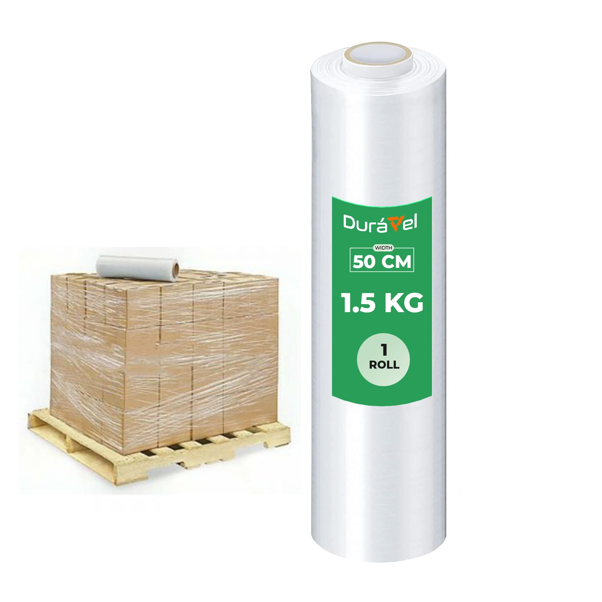 Clear Stretch Film Wrap, 50cm Width, Heavy Duty, Transparent wrapping paper for Box Packing and Moving. wrapping plastic roll of 1.5kg