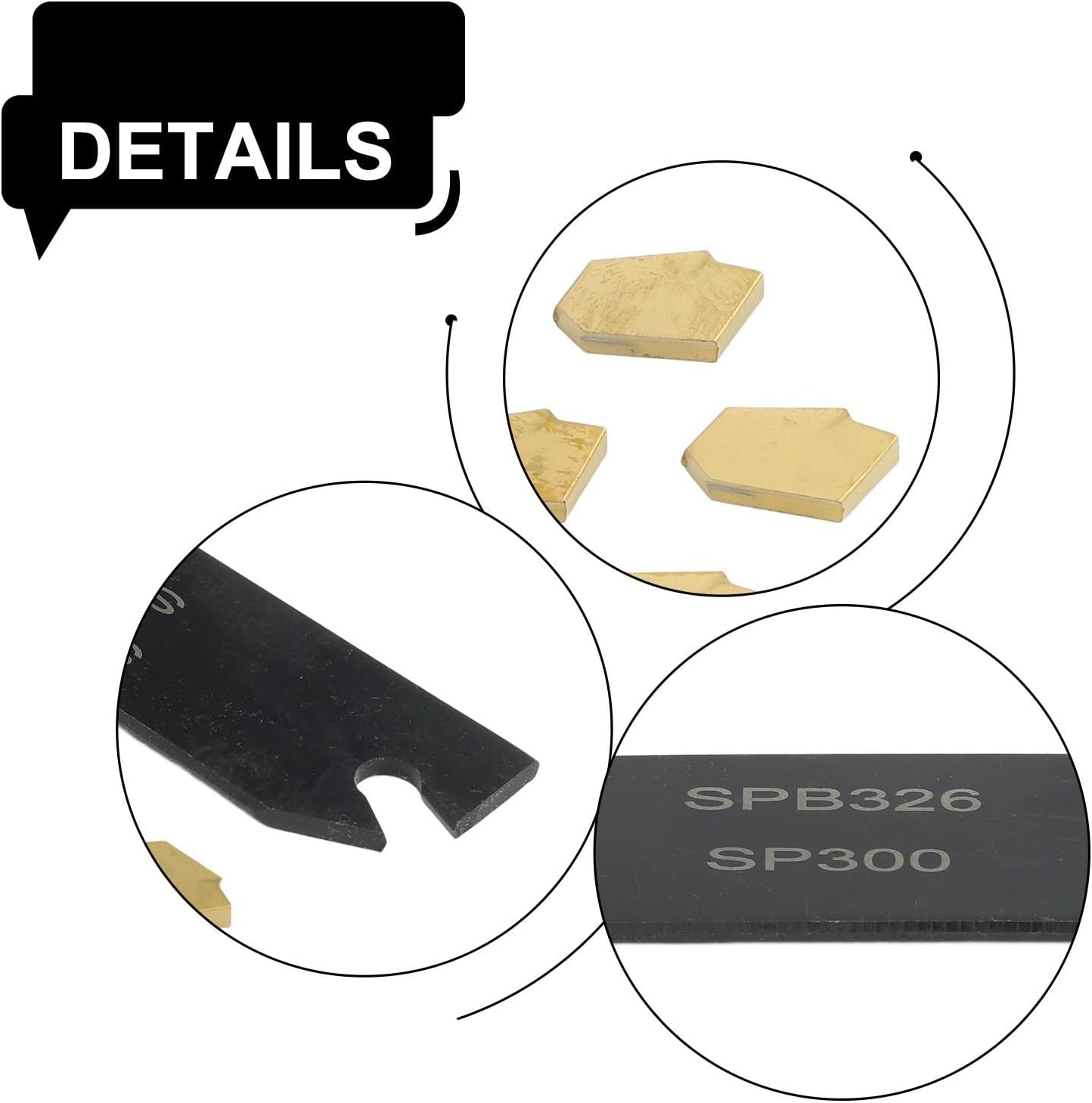 10 Pcs GTN-3 SP300 Carbide Grooving Inserts For SPB26-3 Lathe Parting Tool Holder, 3Mm Width Coated Alloy Blades For Semi-Finishing Steel, Gold