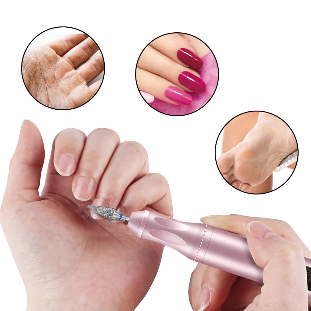 Joyzan Punte Fresa Unghie, Nail Drill Bit Manicure in Acciaio al Tungsteno Lucidare la Testa di Smerigliatura del Strumento Rimozione Gel Semipermanente Cuticola con Scatola per Pedicure Domestico