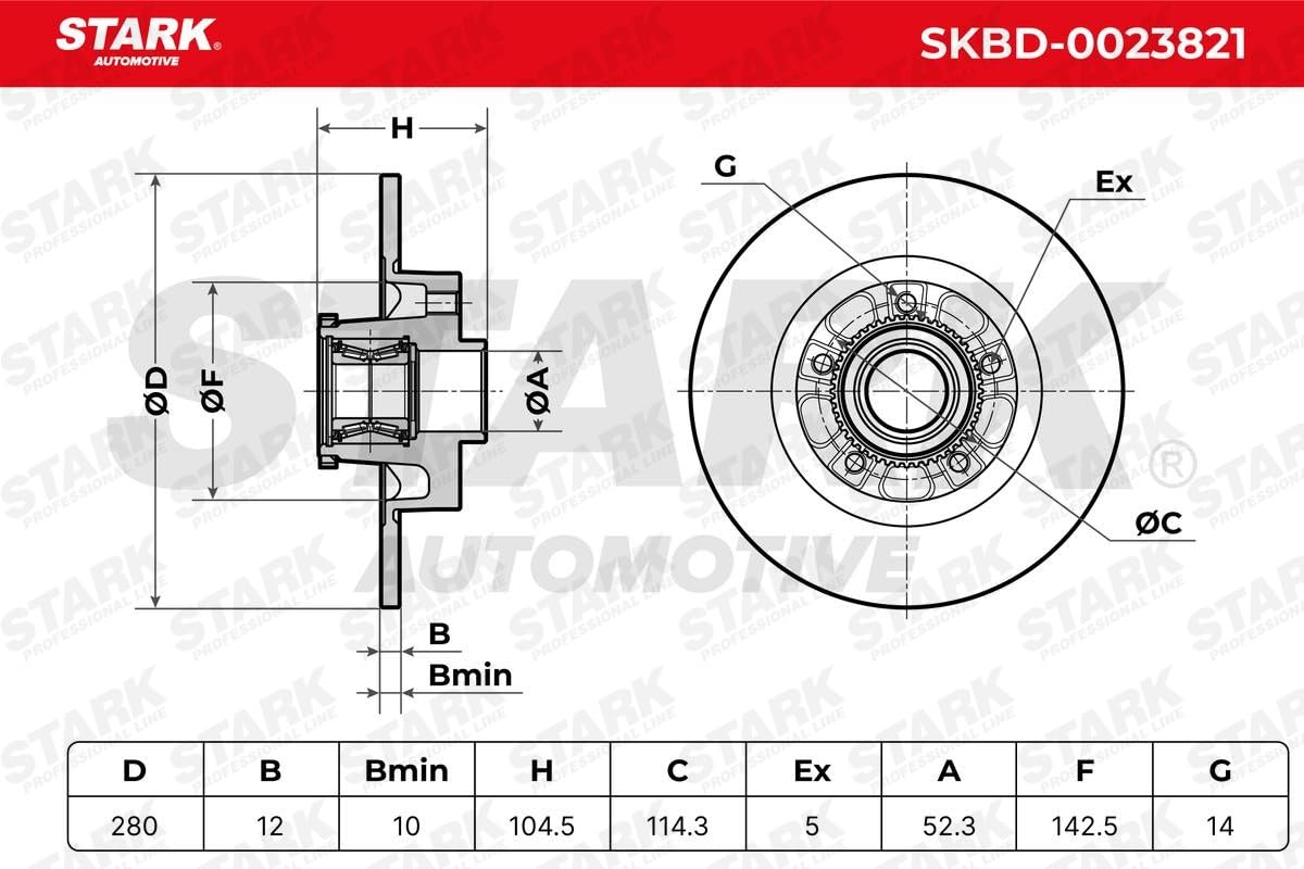 STARK SKBD-0023821 2x Disco freno Posteriore con mozzo portaruota con anello sensore ABS con cuscinetto ruota Compatibilità con RENAULT Trafic 3 Van FG