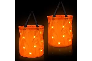 LED Light Up Halloween Candy Bags, 2 pcs Trick or Treat Candy Bucket