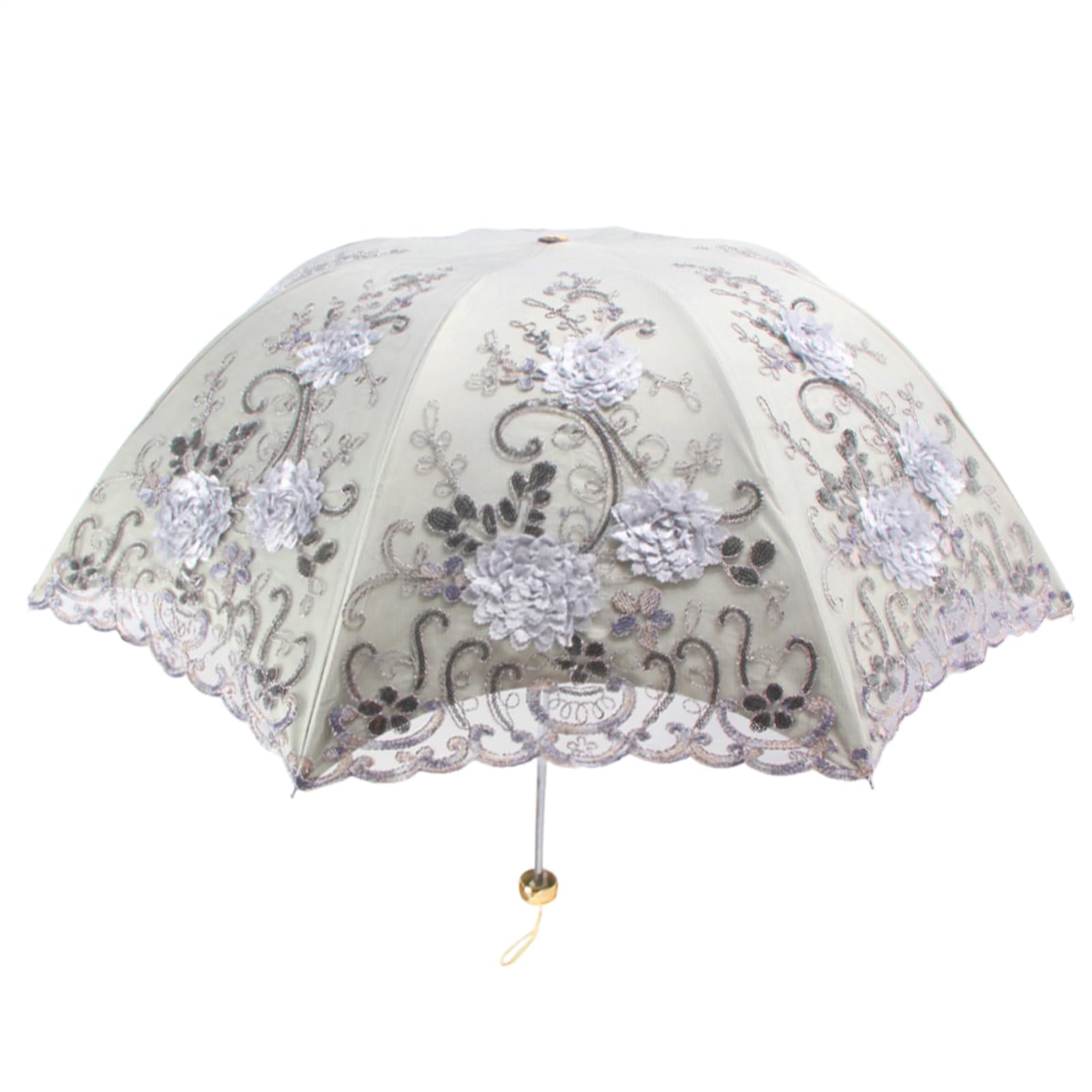 Paraguas UV | Impermeable Resistente al viento y al sol con encaje,Paraguas Paraguas de encaje para lluvia - para mujeres niñas al aire libre parque playa viaje picnic senderismo bolso