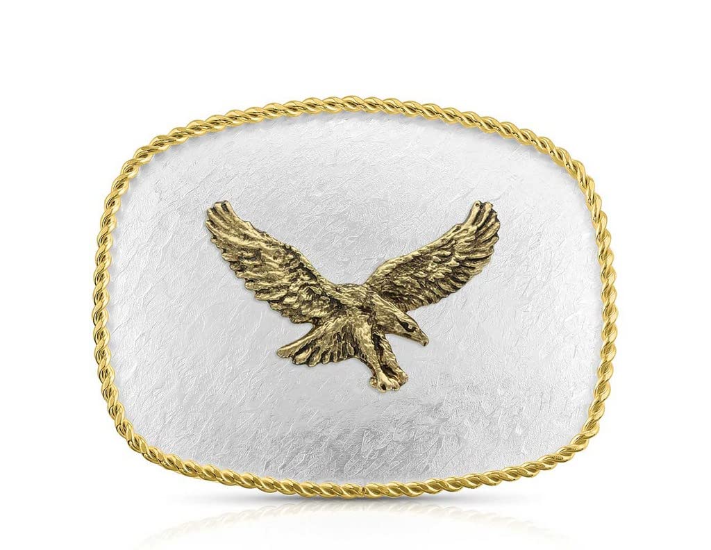 Montana Silversmiths Unisex Rippling Waters Soaring Eagle Belt Buckle Silver One Size