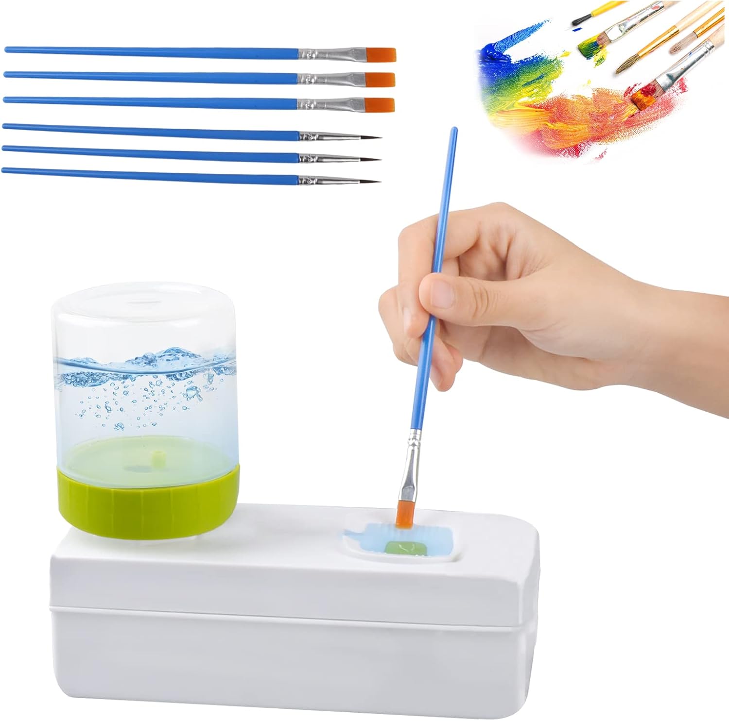 Paint Brush Rinser with 6 Brushes,Multifunctional Paint Brush Cleaner
