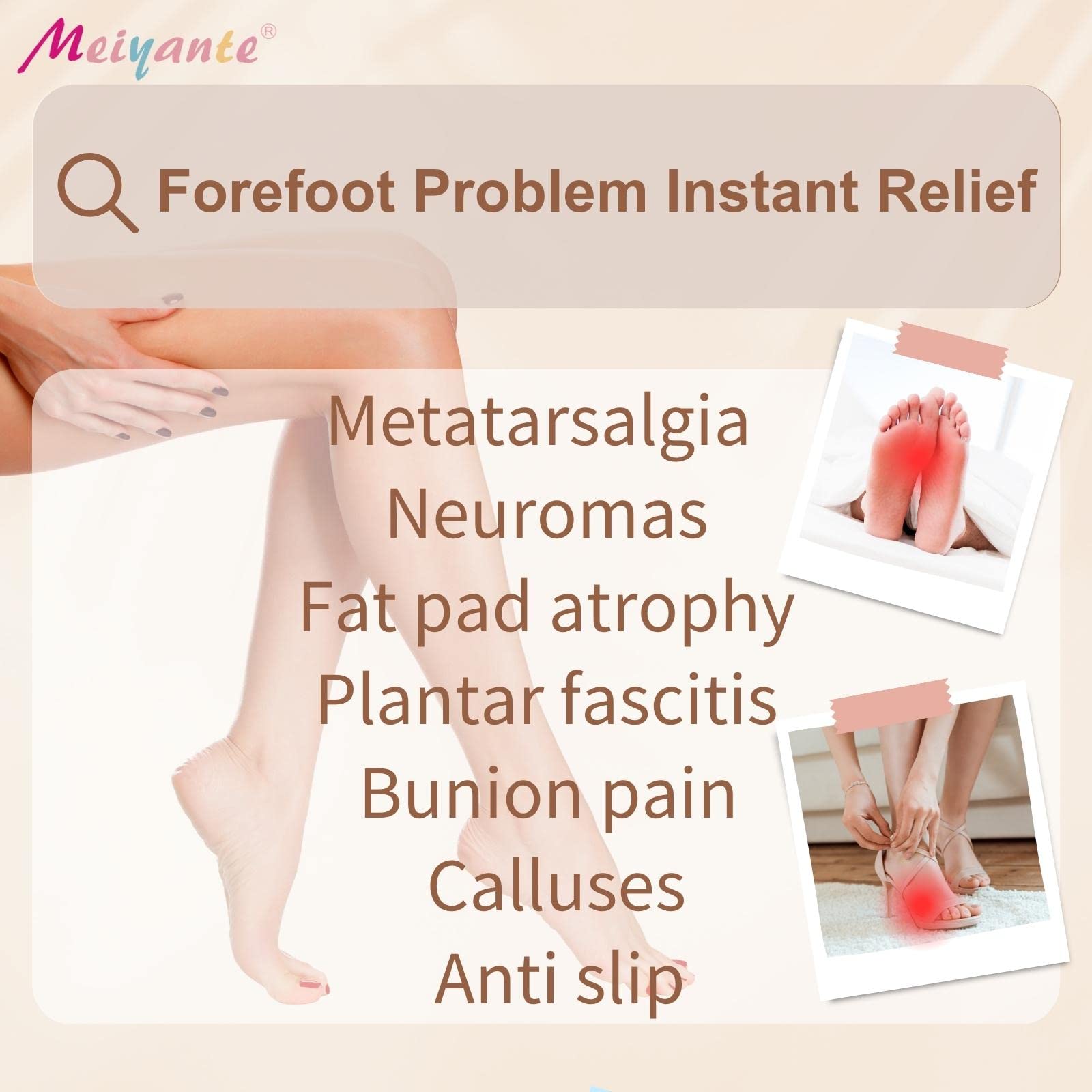 Almohadillas metatarsianas para mujer | Almohadillas metatarsianas | Cojines de bola de pie (2 pares de almohadillas para pies), alivio del dolor y comodidad durante todo el día, talla única para