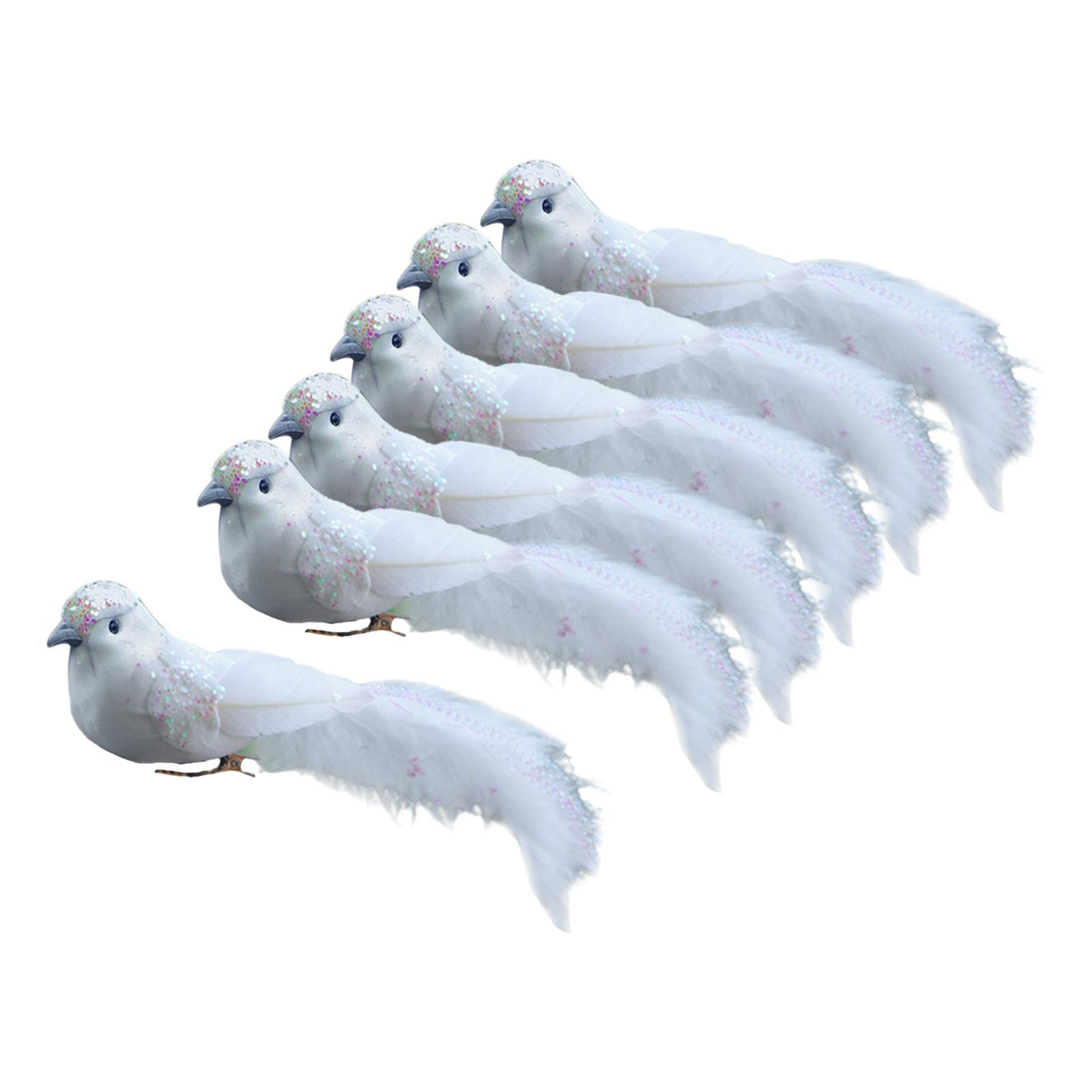 6X Artificial Birds Garden Figurine Realistic for Garden Wedding Decorations | 6 Artificial Feather Birds