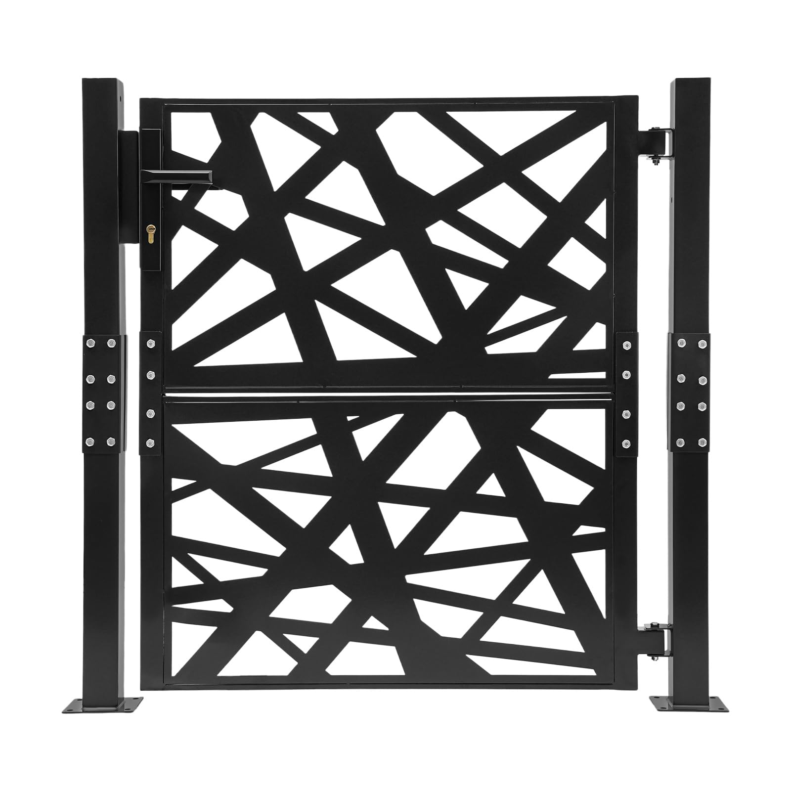 Cancello da giardino in metallo, 105x100 cm, cancello da giardino con serratura, recinzione in acciaio per giardino terrazza, cancello per recinzione, cancello per esterni, cancello in ferro, cancello