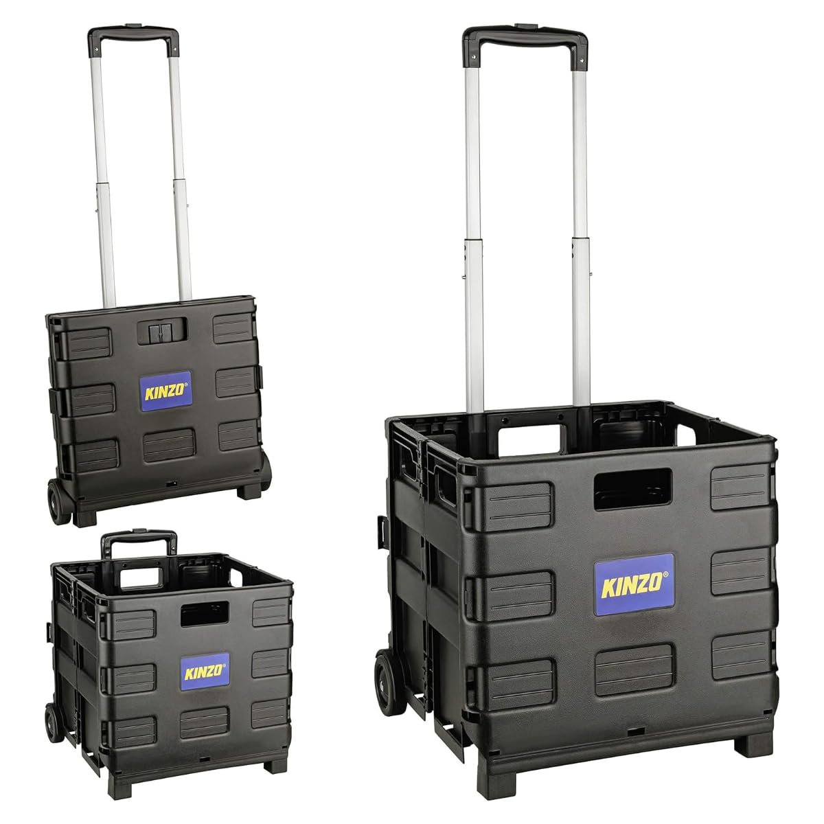 Kinzo Carrito de Compras Plegable - Caja Plegable - hasta 25KG - con Ruedas - Negro