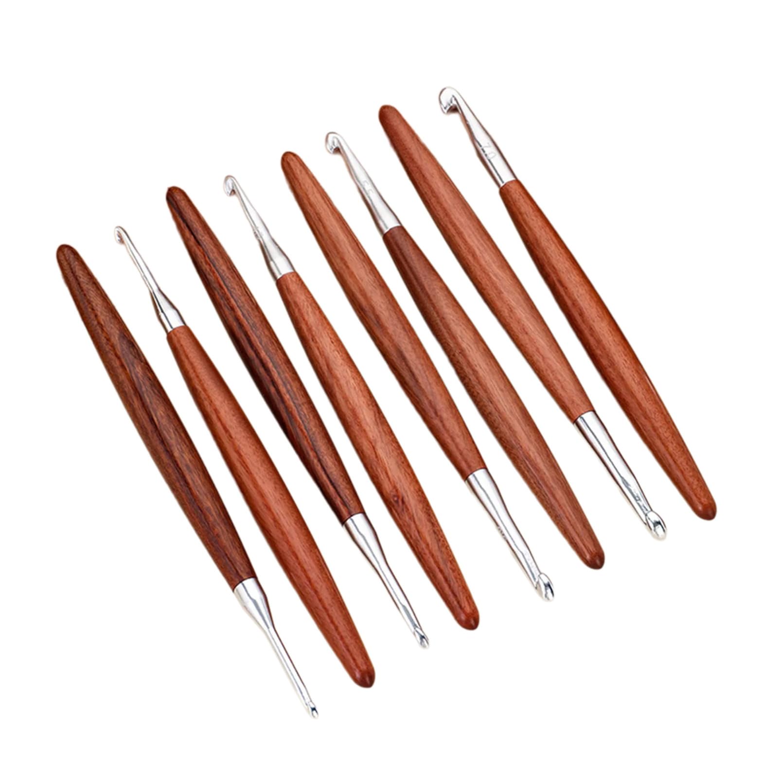 8Pcs Aluminium Crochet Hook for Knitting Ergonomic Wood Handle Hooks Yarn Craft Tool for Crocheting 3.0-7.0mm Smooth Fasteners