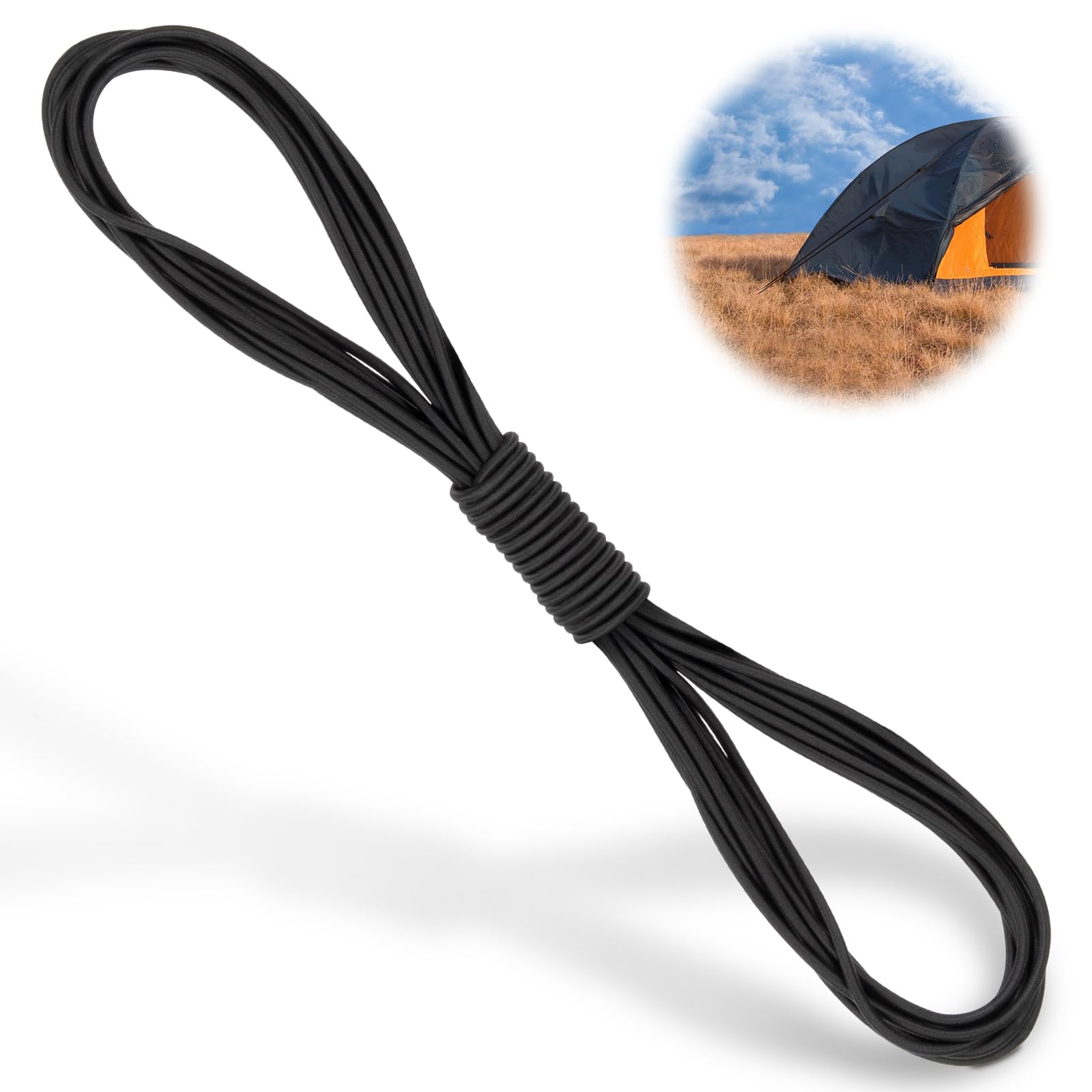 Akicderu Rubber Cord, 4 mm 20 m Expander Rope, Versatile Rubber Cord, Strong Elastic Rubber Cord, Rubber Band, Tarpaulin Rope