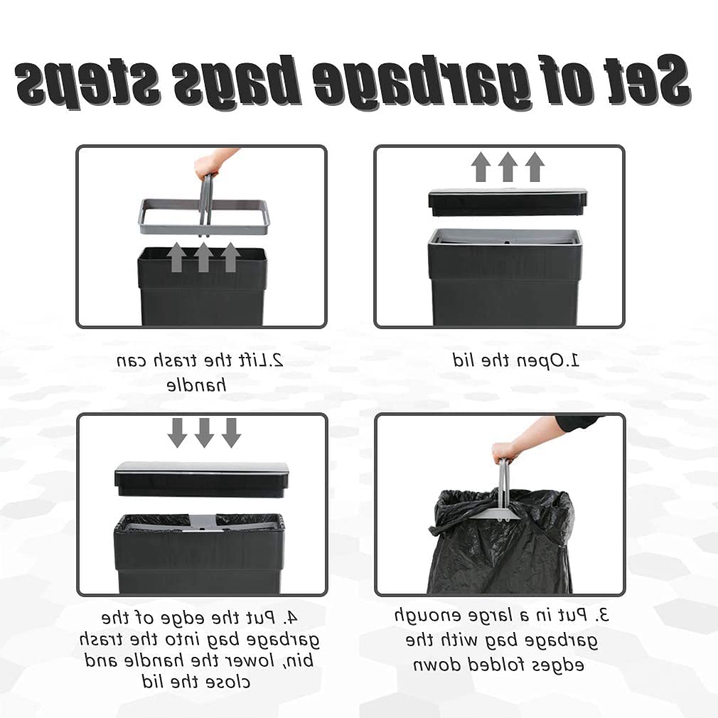 13 Gallon Plastic Kitchen Trash Can Trash Can Automatic Touch Free High-Capacity Garbage Can Black