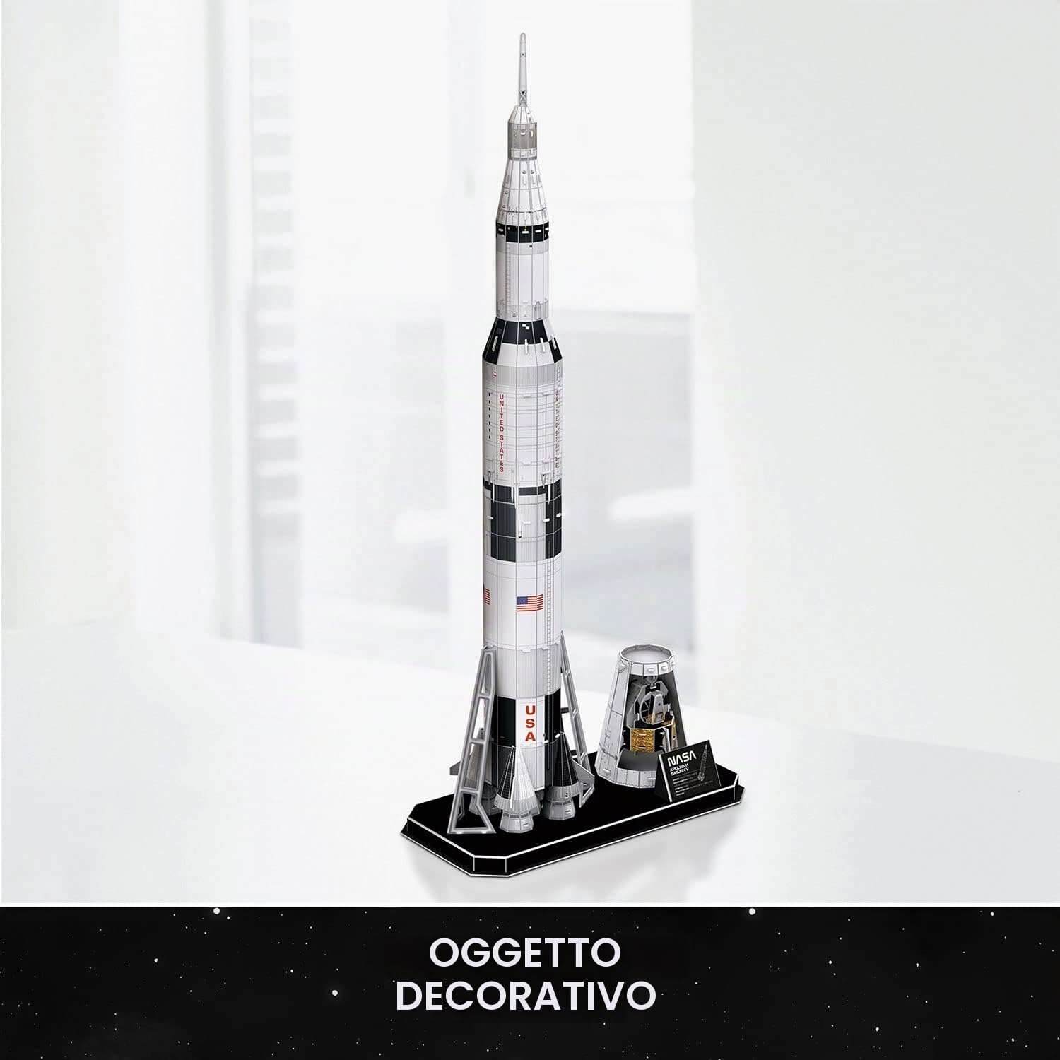Nasa - Puzzle 3d Apollo Saturn V Rocket | Puzzle 3d Bambini 8 Anni e Adulti | Modellismo Da Costruire Adulti | 136 Pezzi | Regalo Bambino 8 Anni