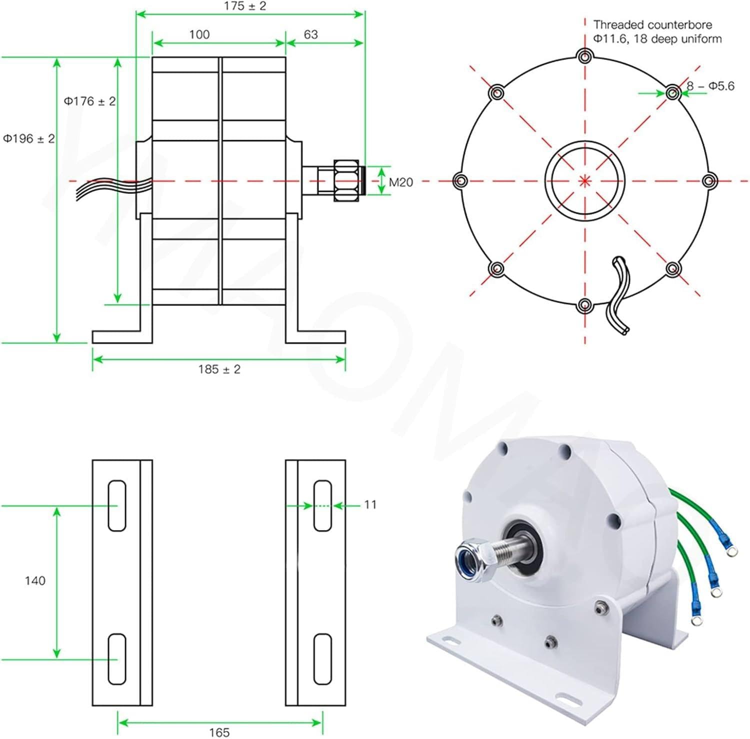 Alternatore Trifase, Alternatori Senza Ingranaggi per Turbine Eoliche, Generatore a Magnete Permanente a Basso Numero Di Giri, Generatore Di Motore Elettrico 12v 24v 48v,10000W-24V