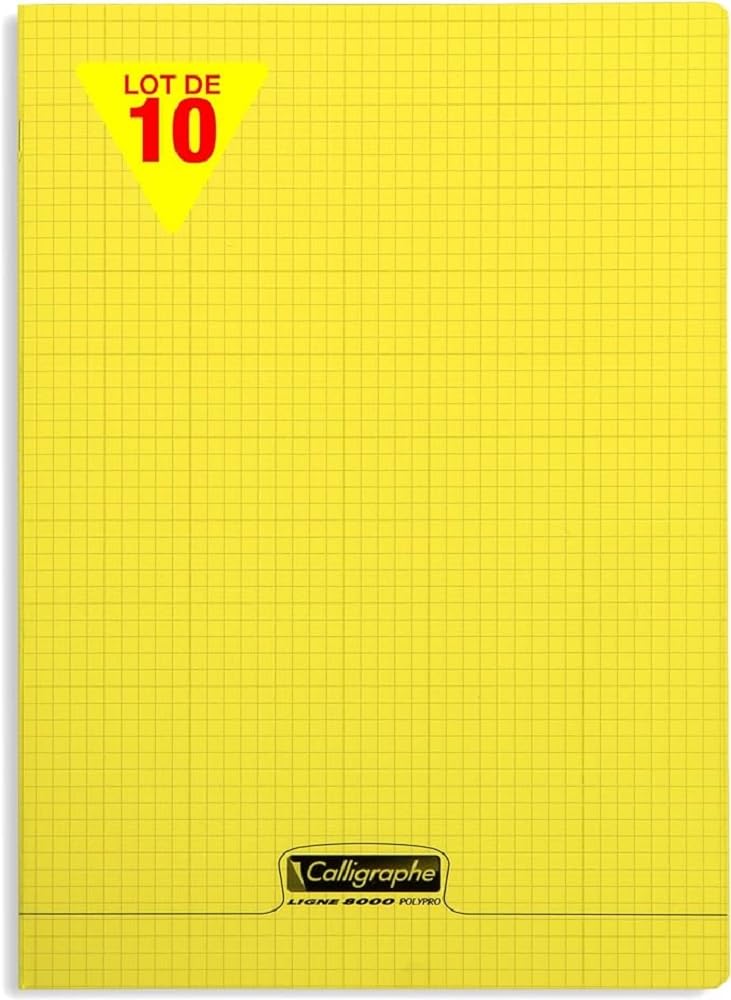 Calligraphe 18334CPack Pack of 10 Yellow Stapled Notebooks (Clairefontaine) A4 21x29,7cm, 96 Small Squares Pages
