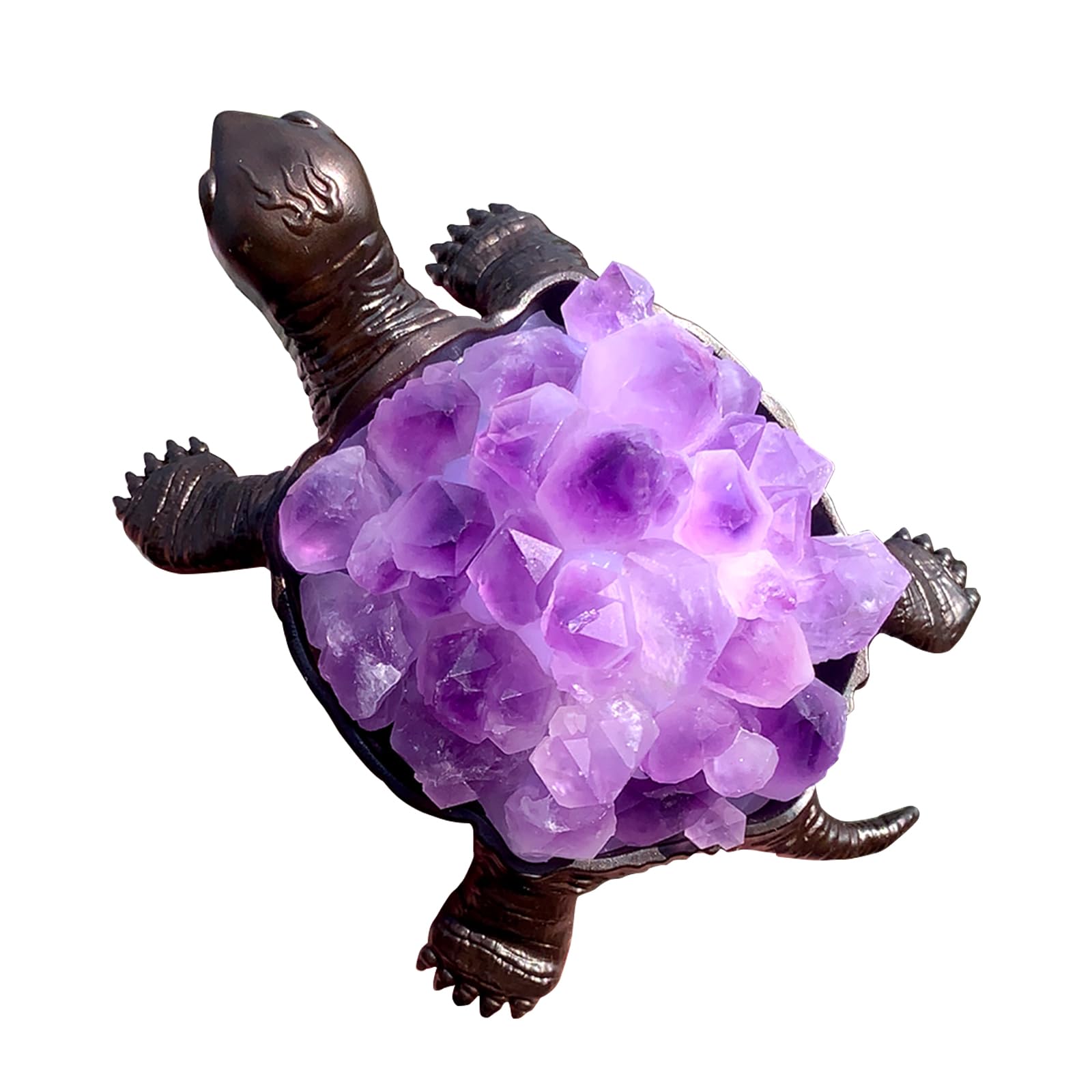Runyangshi Natural Amethyst Turtle 4.52" Amethyst Bud Healing Crystal Turtle Handmade Home Decoration Collect Birthday Thanksgiving Day Ornament Gift