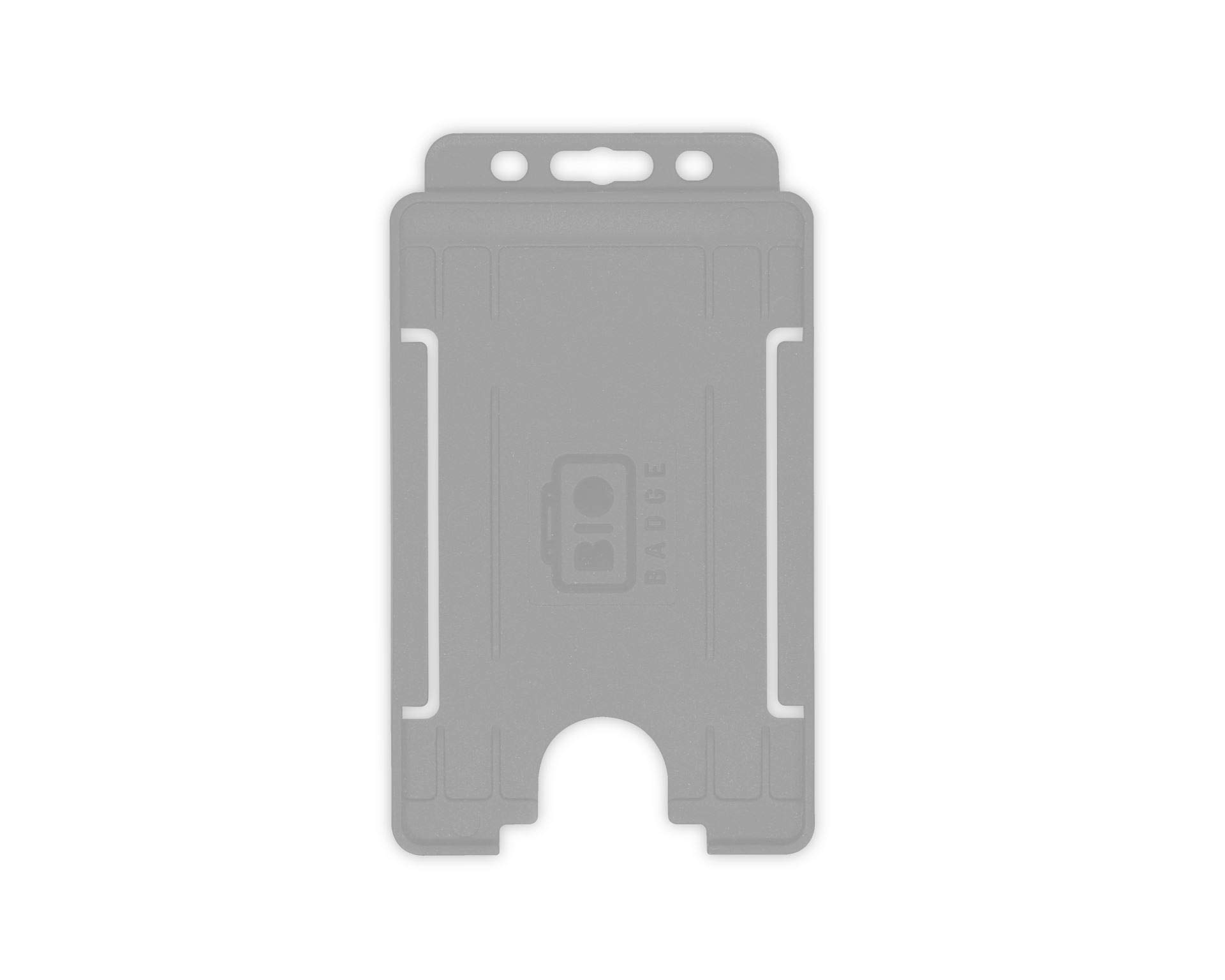Grey BioBadge ID Card Holders Open-Faced for ID Badges, Portrait - Pack of 100