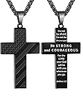 DuoDiner Stocking Stuffers Christmas Gift-18+2 Inch Cross Necklace Bible Verse Stainless Steel American Flag Pendant Chain for Men Boys Cross Jewelry Gift