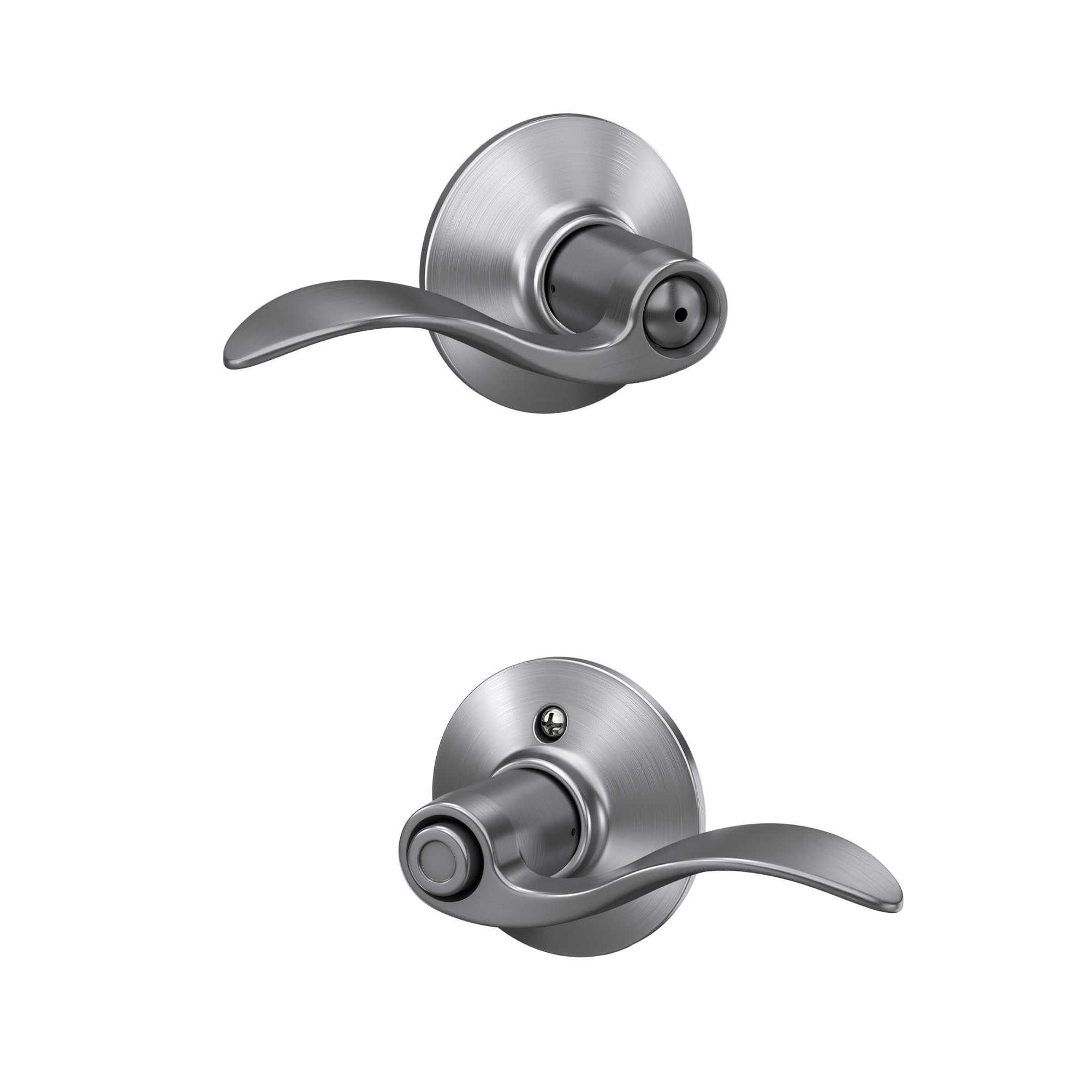 Schlage Accent Bed/Bath Privacy Door Handle with Lock, Satin Chrome | Interior bedroom or bathroom door lever with push button lock, Reversible, Easy install, Certified durability, Universal fit